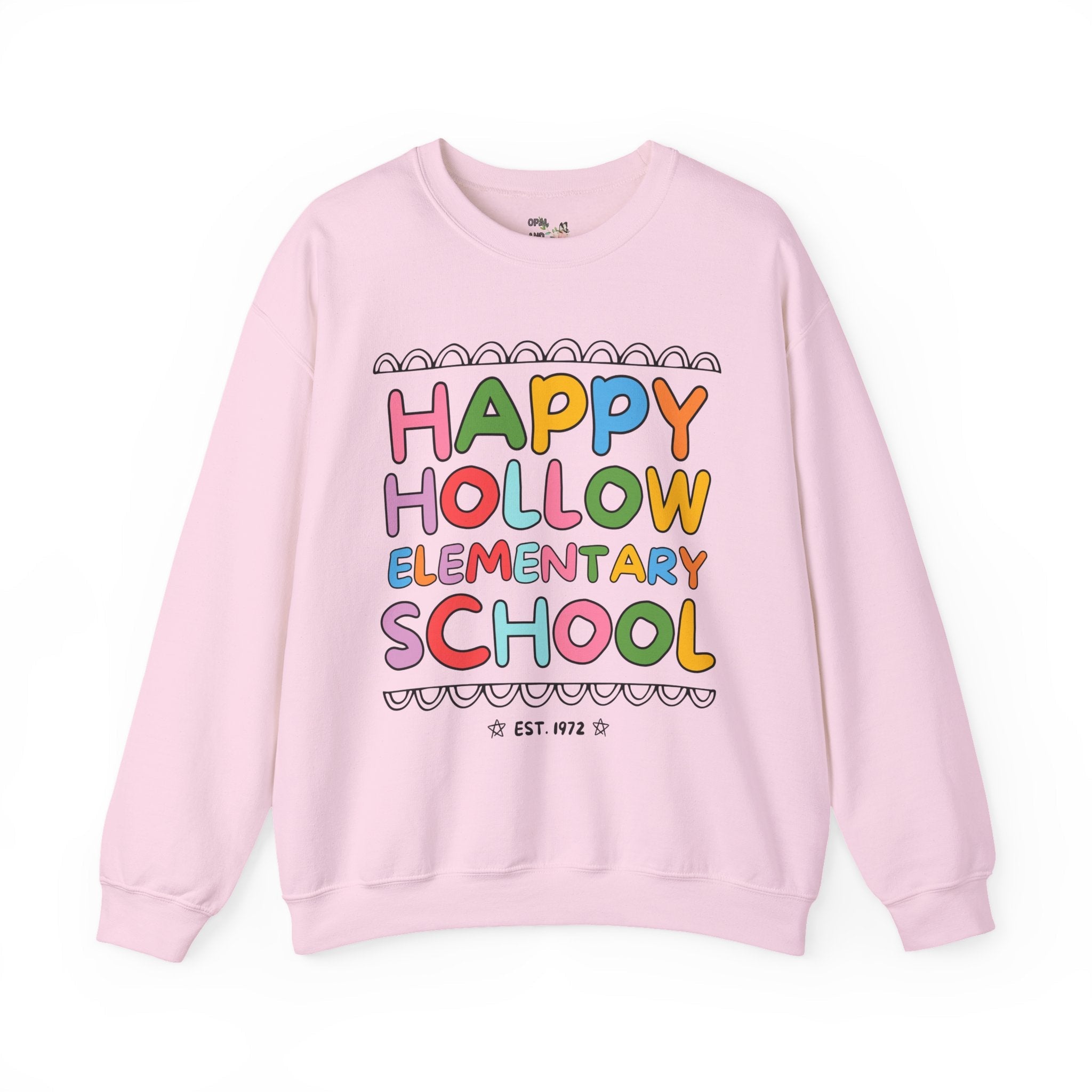 Happy Hollow Elementary Sweatshirt: Rainbow Letters - Opal and June