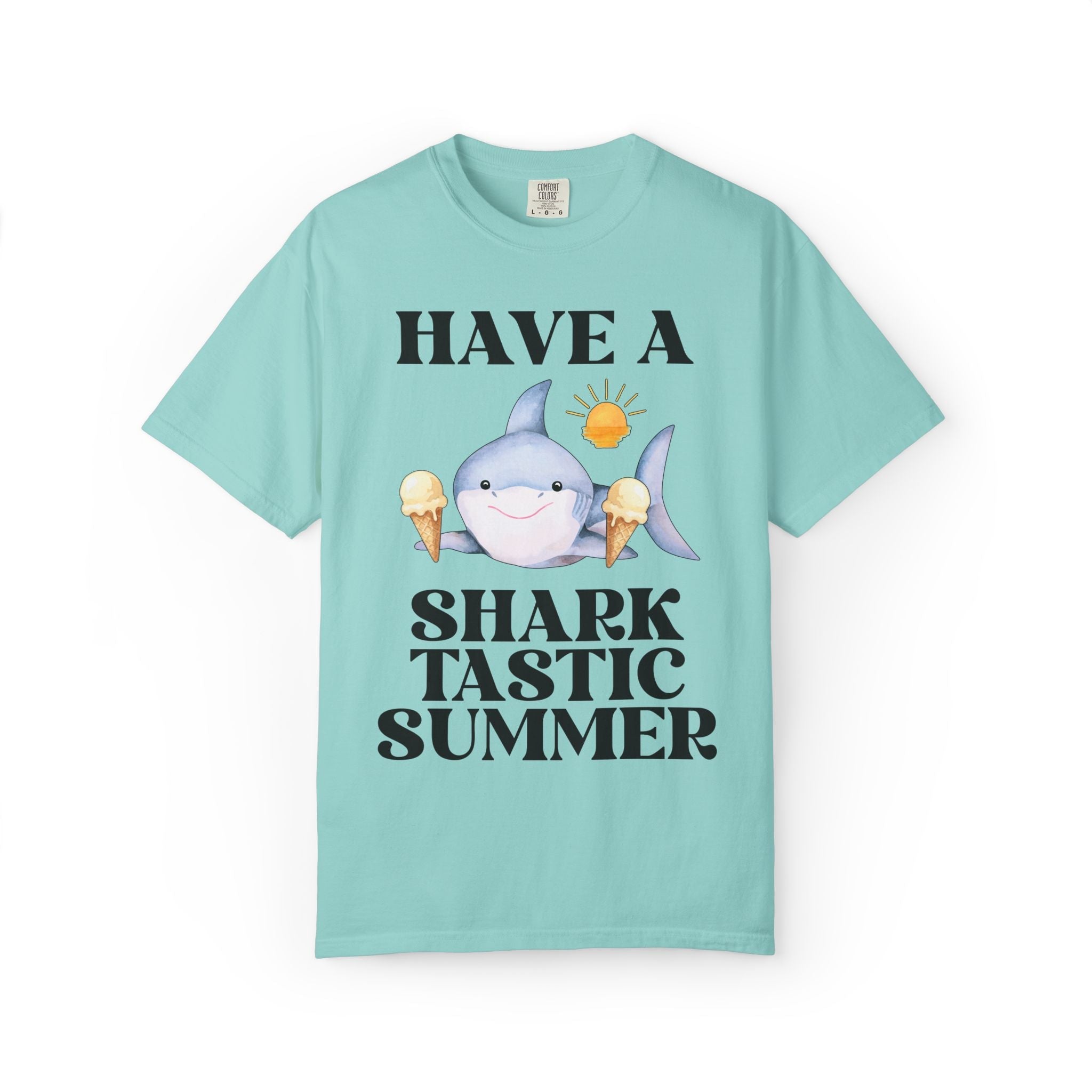 Have a Sharktastic Summer T-Shirt: Funny Last Day of School Matching Teacher Tee with Shark Holding Ice Cream, Silly End of School Year Tee - Opal and June