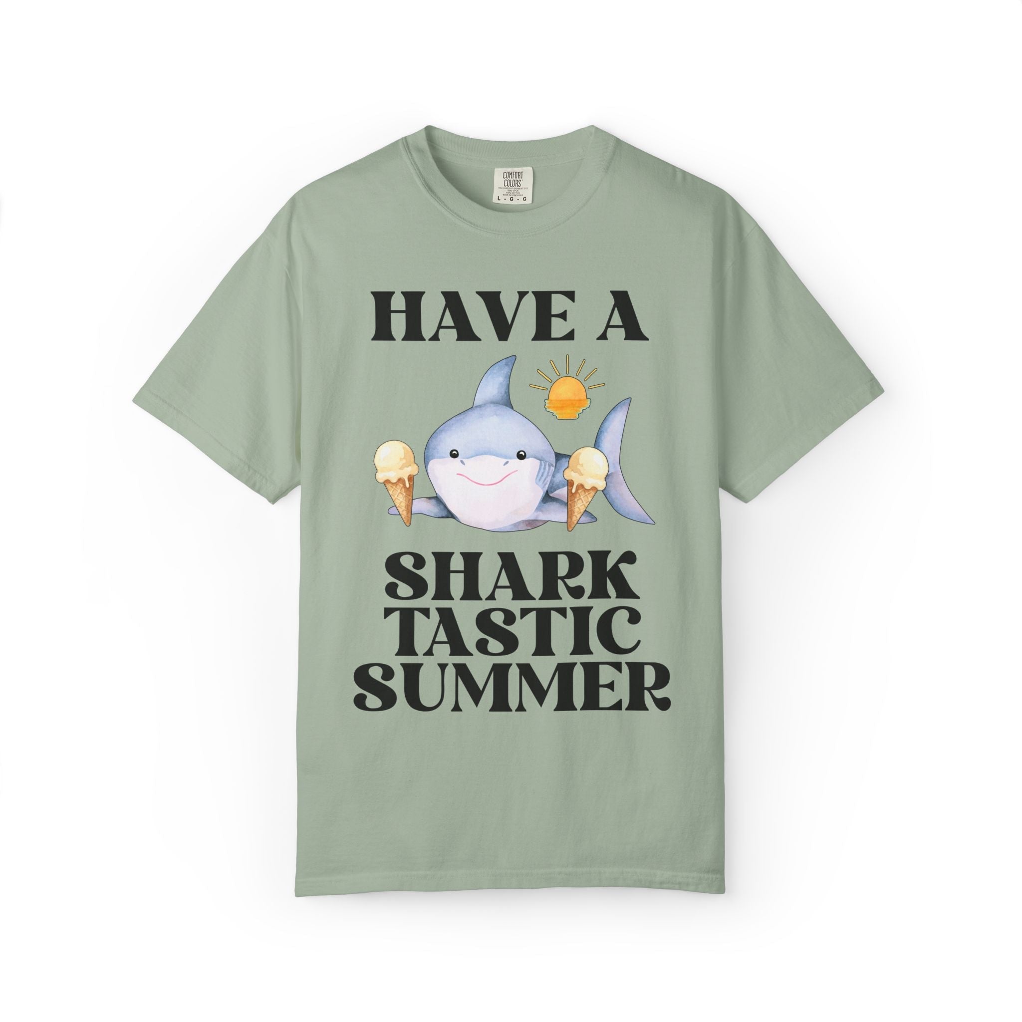 Have a Sharktastic Summer T-Shirt: Funny Last Day of School Matching Teacher Tee with Shark Holding Ice Cream, Silly End of School Year Tee - Opal and June