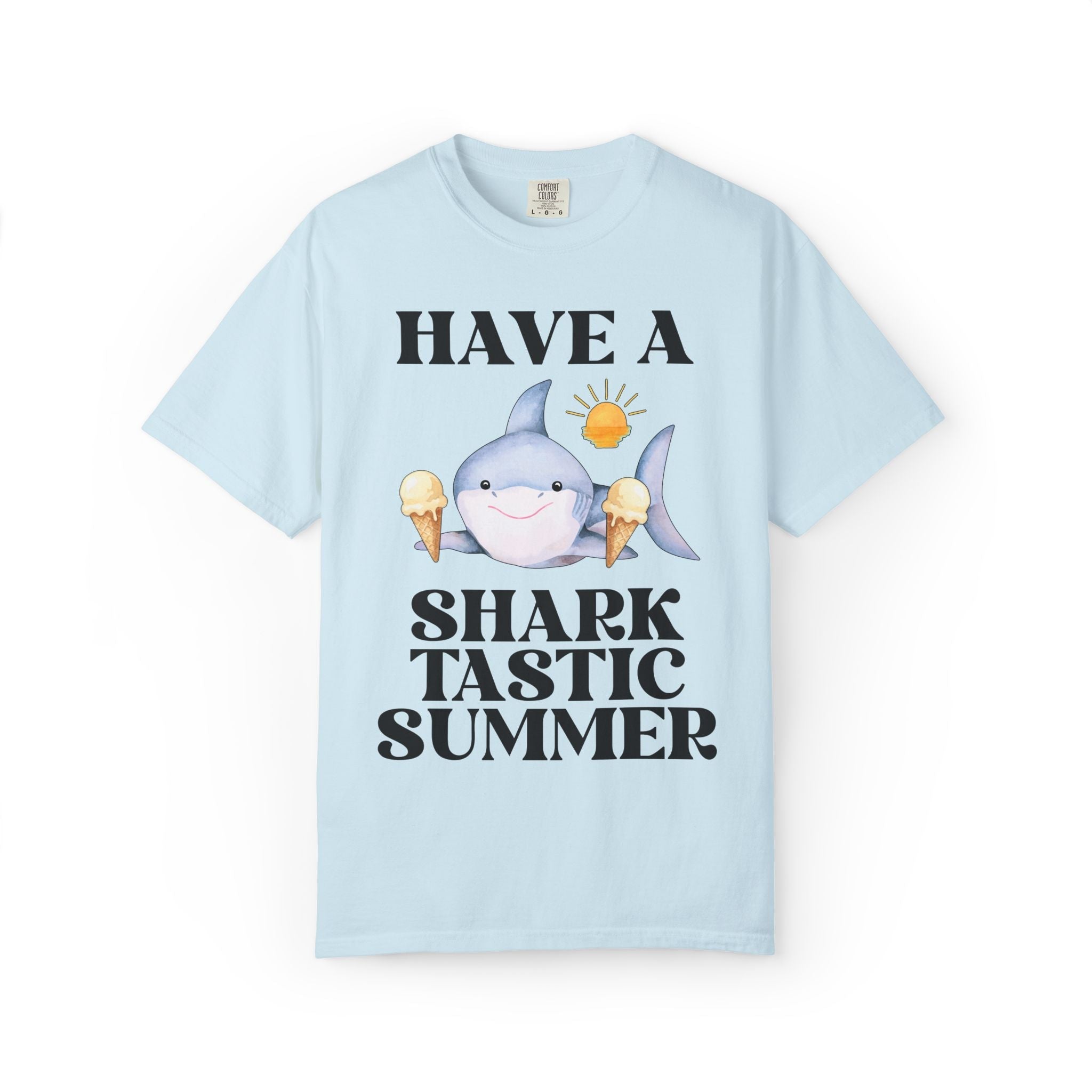 Have a Sharktastic Summer T-Shirt: Funny Last Day of School Matching Teacher Tee with Shark Holding Ice Cream, Silly End of School Year Tee - Opal and June
