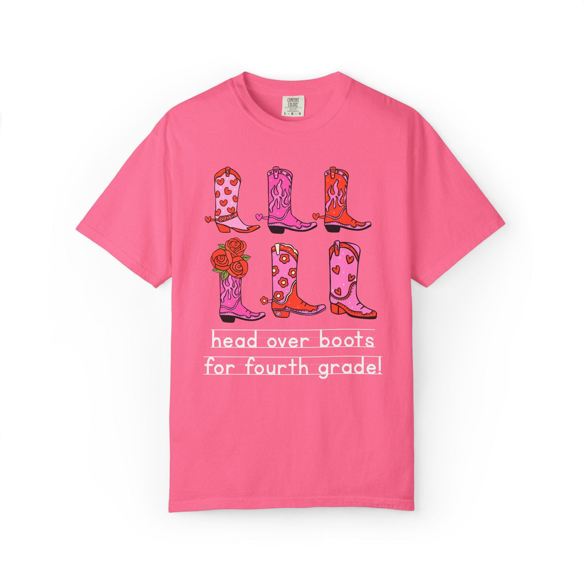 Head Over Boots for Fourth Grade: Valentine's Day Matching Teacher T-Shirt with Western Aesthetic, Colorful and Nostalgic Teacher Tees - Opal and June