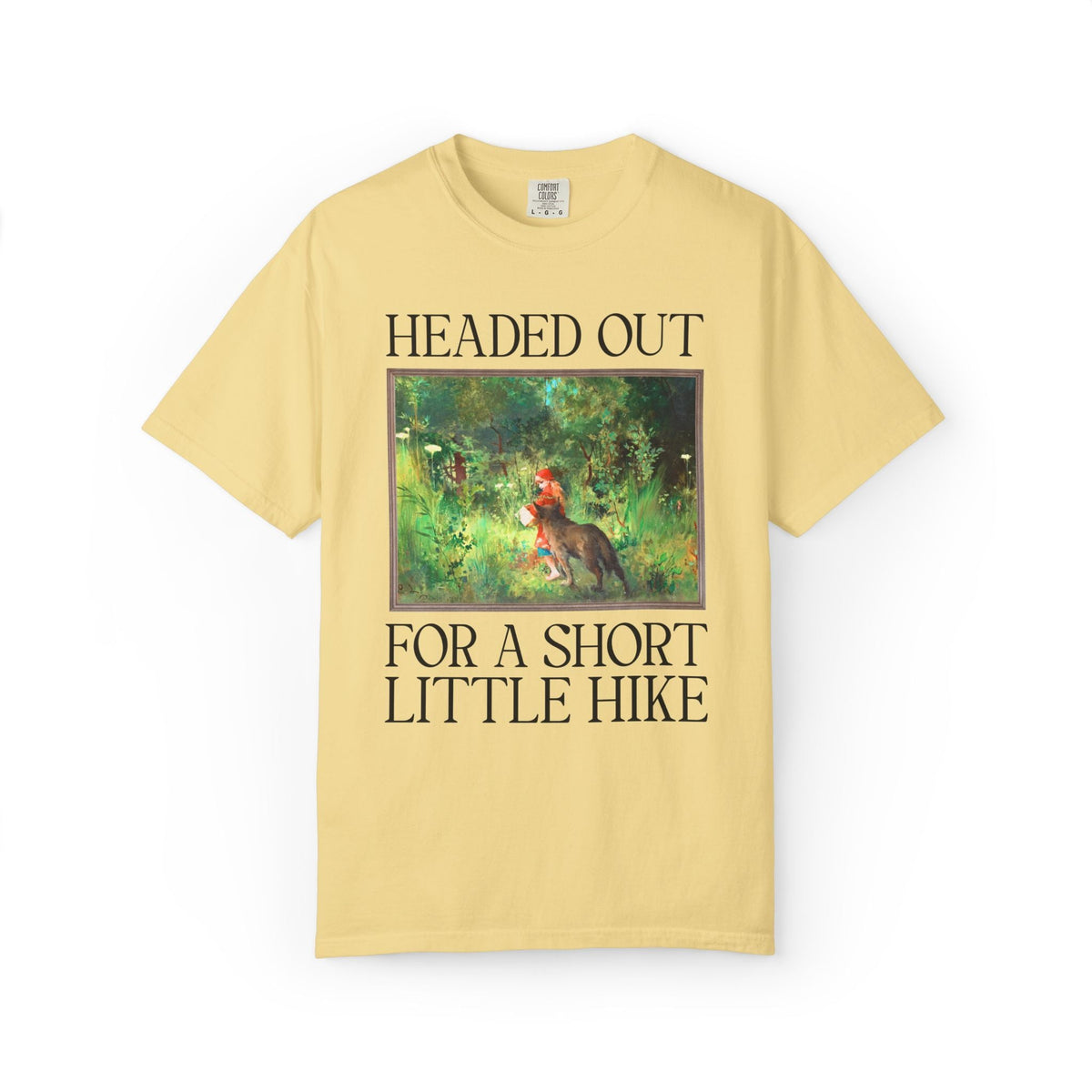 Headed Out for a Short Little Hike Book Lover T-Shirt: Carl Larsson Little Red Riding Hood Famous Painting, Fairy Tale Folkore Hiking Tee - Opal and June