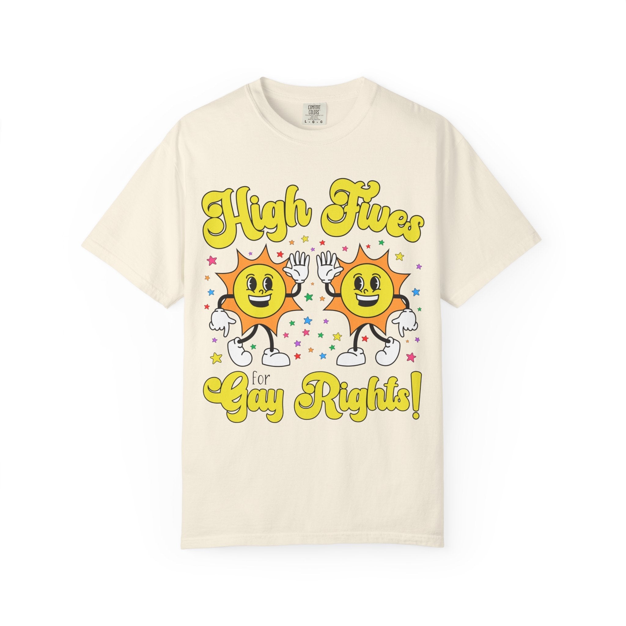 High Fives for Gay Rights: Funny Saying LGBTQ+ Ally Tee Shirt for Pride Month, Cute Lesbian T-Shirt for Girlfriend, Silly Dreamcore Tee - Opal and June