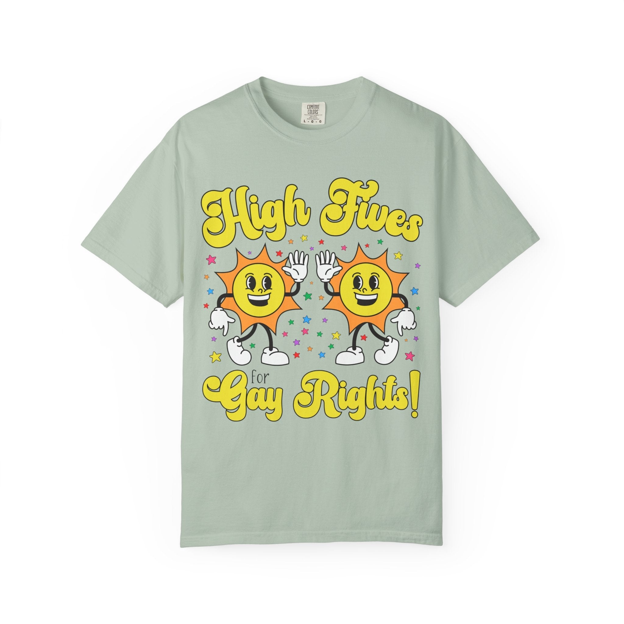 High Fives for Gay Rights: Funny Saying LGBTQ+ Ally Tee Shirt for Pride Month, Cute Lesbian T-Shirt for Girlfriend, Silly Dreamcore Tee - Opal and June