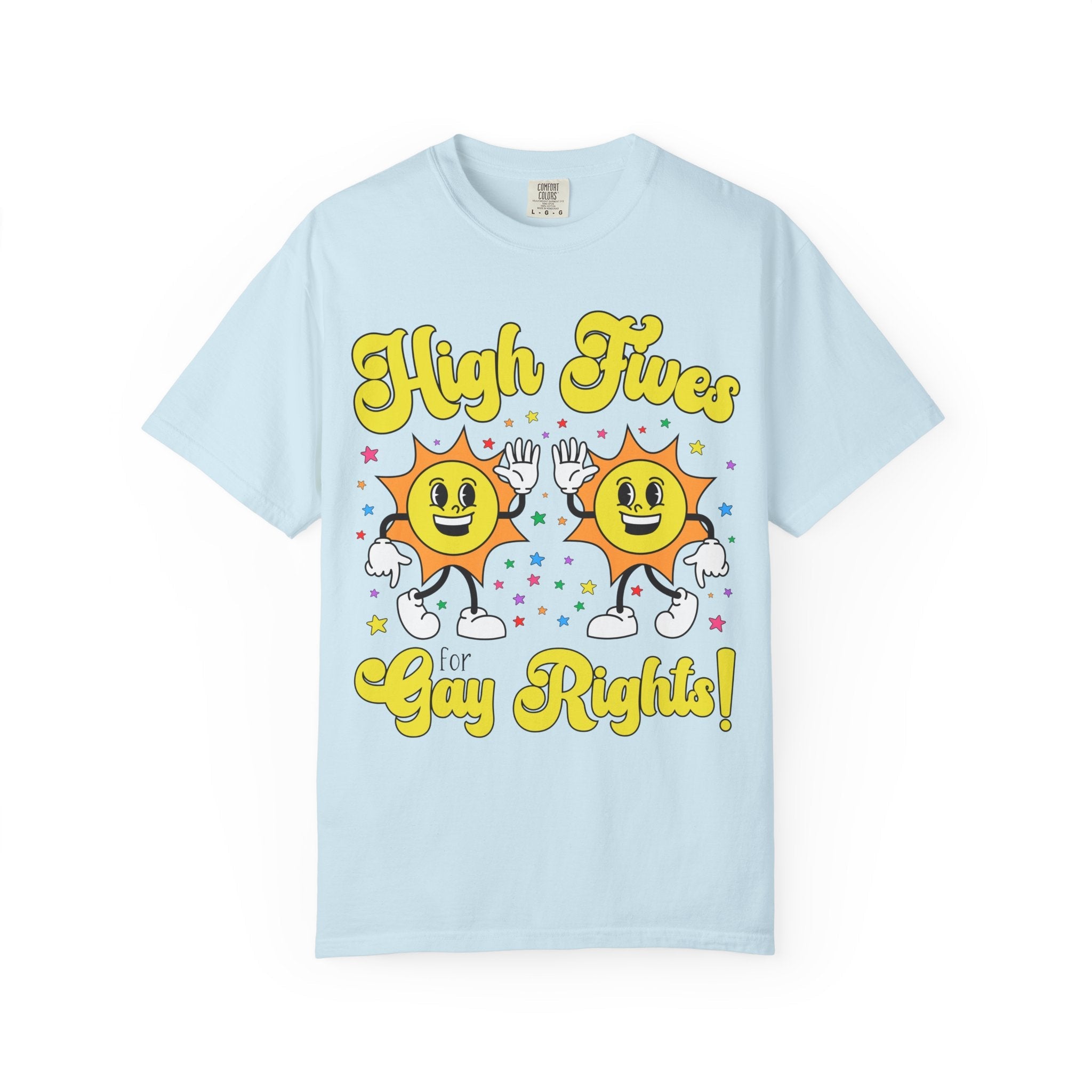 High Fives for Gay Rights: Funny Saying LGBTQ+ Ally Tee Shirt for Pride Month, Cute Lesbian T-Shirt for Girlfriend, Silly Dreamcore Tee - Opal and June