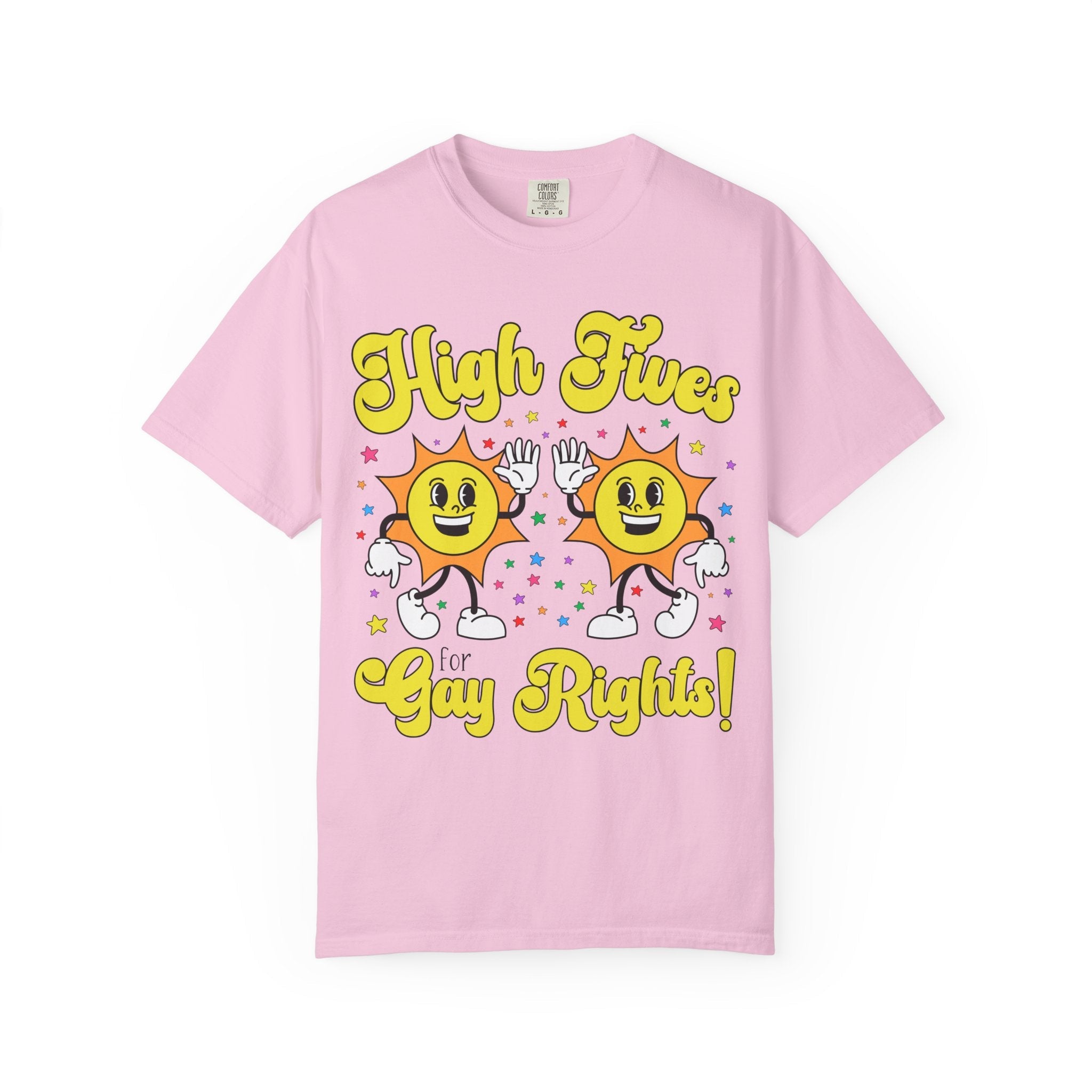 High Fives for Gay Rights: Funny Saying LGBTQ+ Ally Tee Shirt for Pride Month, Cute Lesbian T-Shirt for Girlfriend, Silly Dreamcore Tee - Opal and June