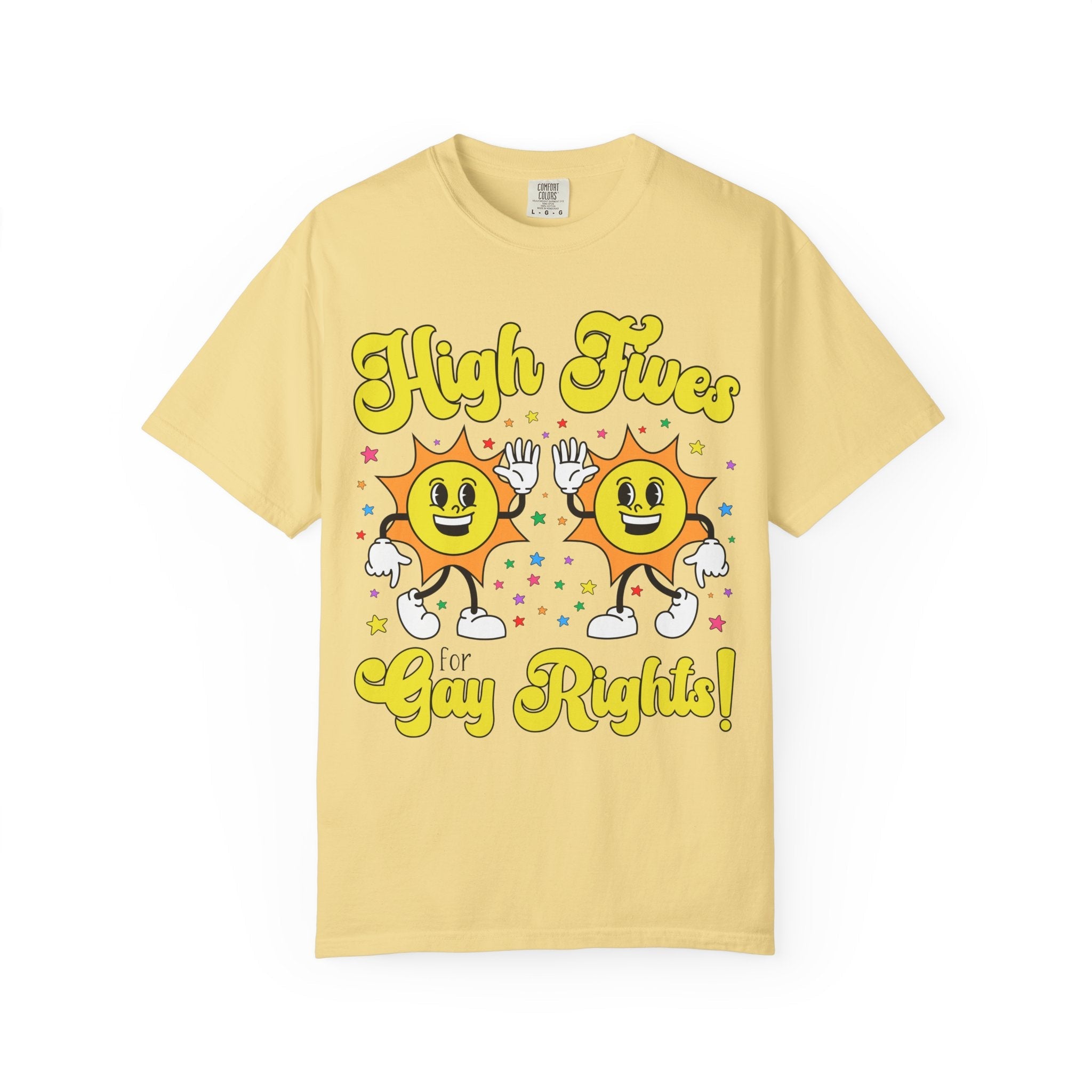 High Fives for Gay Rights: Funny Saying LGBTQ+ Ally Tee Shirt for Pride Month, Cute Lesbian T-Shirt for Girlfriend, Silly Dreamcore Tee - Opal and June