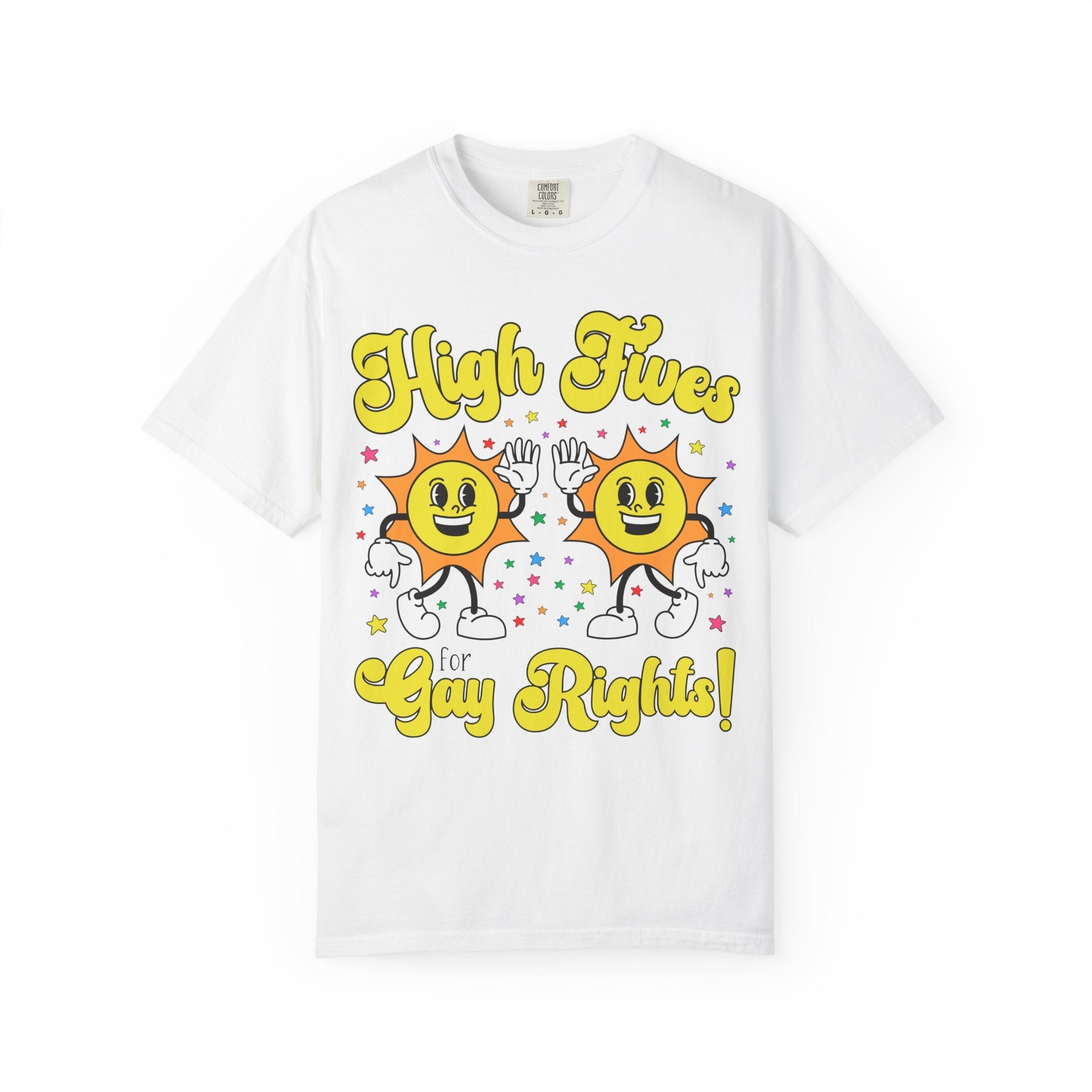 High Fives for Gay Rights: Funny Saying LGBTQ+ Ally Tee Shirt for Pride Month, Cute Lesbian T-Shirt for Girlfriend, Silly Dreamcore Tee - Opal and June