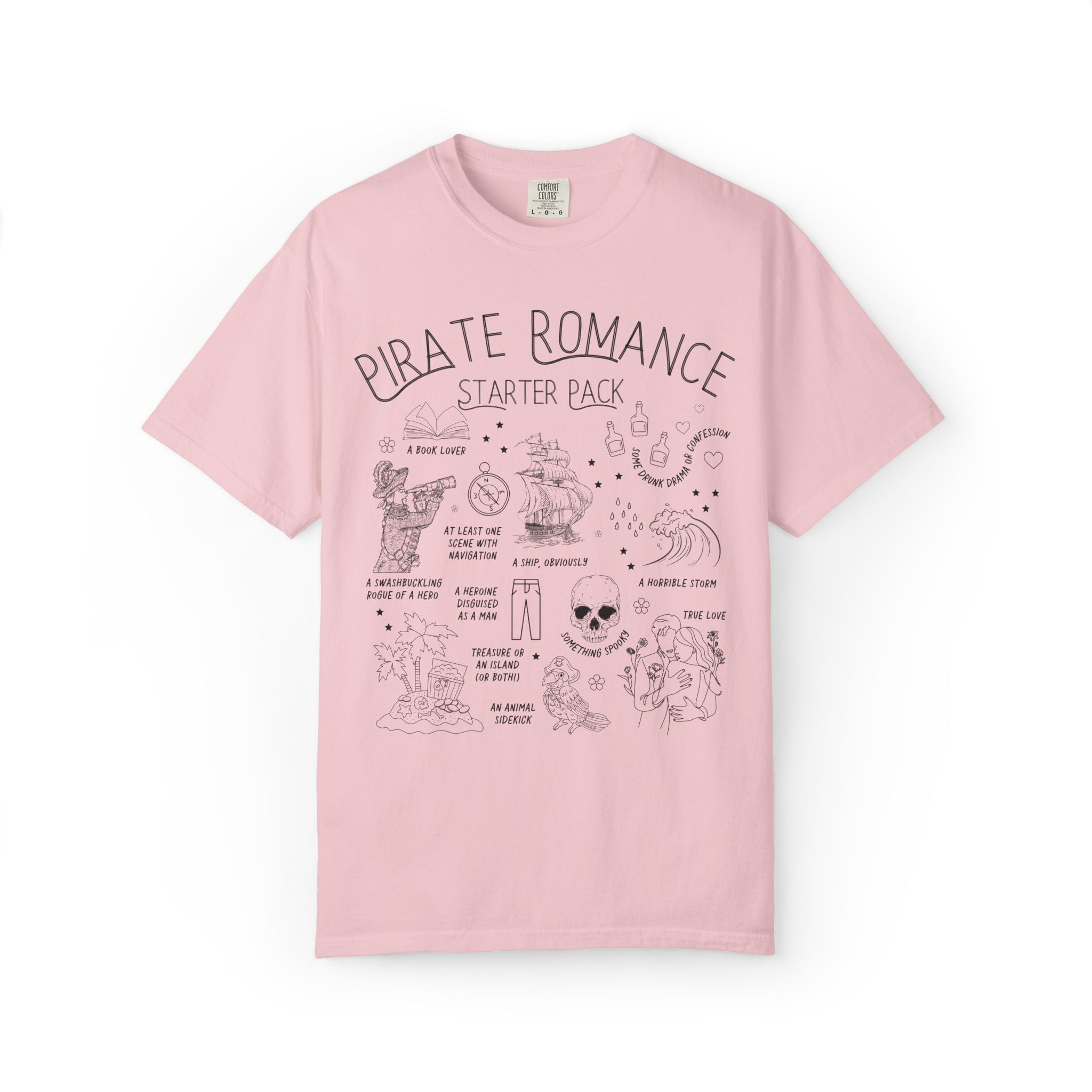 Historical Romance Reader T-Shirt for Bookworm Who Loves Pirate Romance, Funny Book Lover Gift Idea for Historical Fantasy Romance Reader - Opal and June