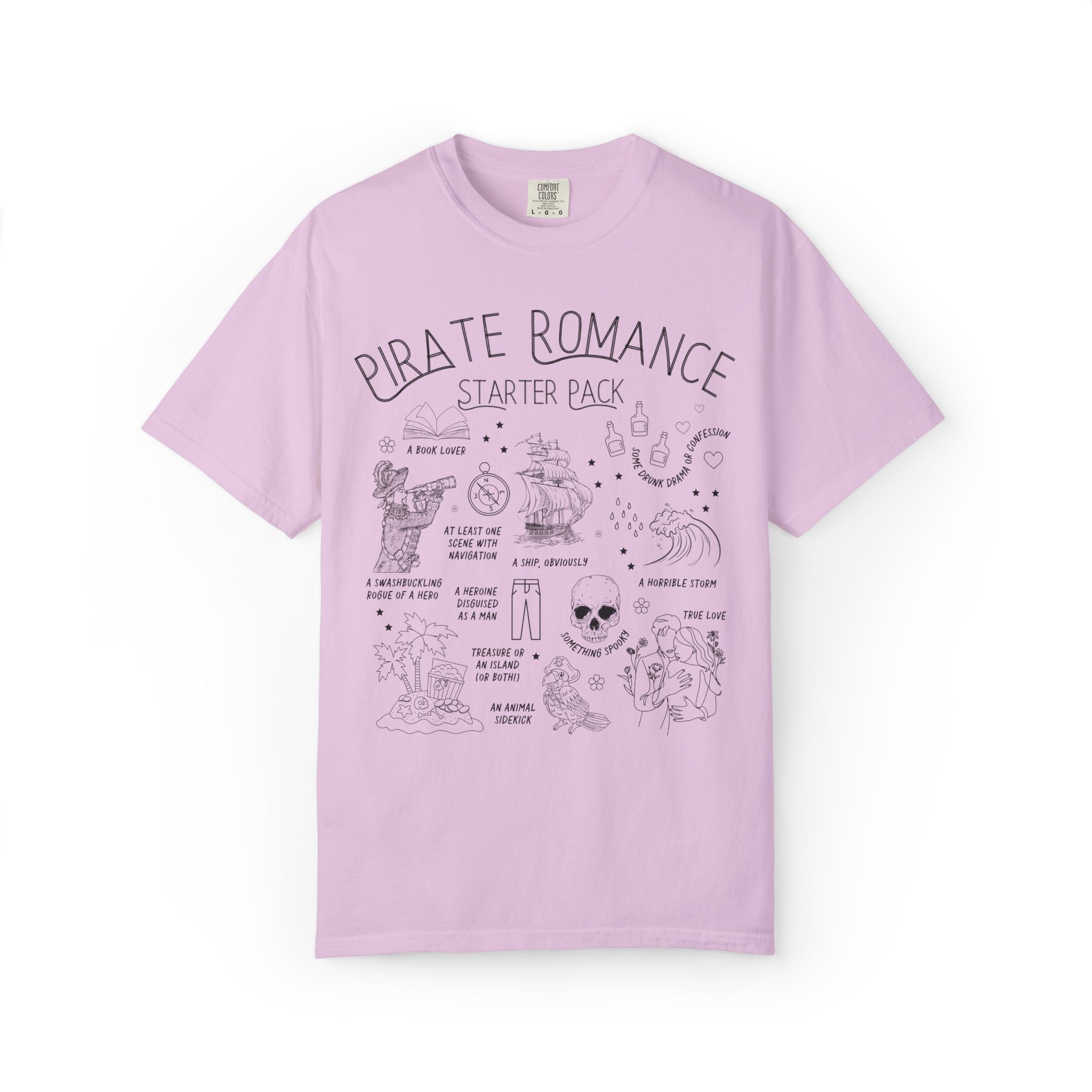 Historical Romance Reader T-Shirt for Bookworm Who Loves Pirate Romance, Funny Book Lover Gift Idea for Historical Fantasy Romance Reader - Opal and June