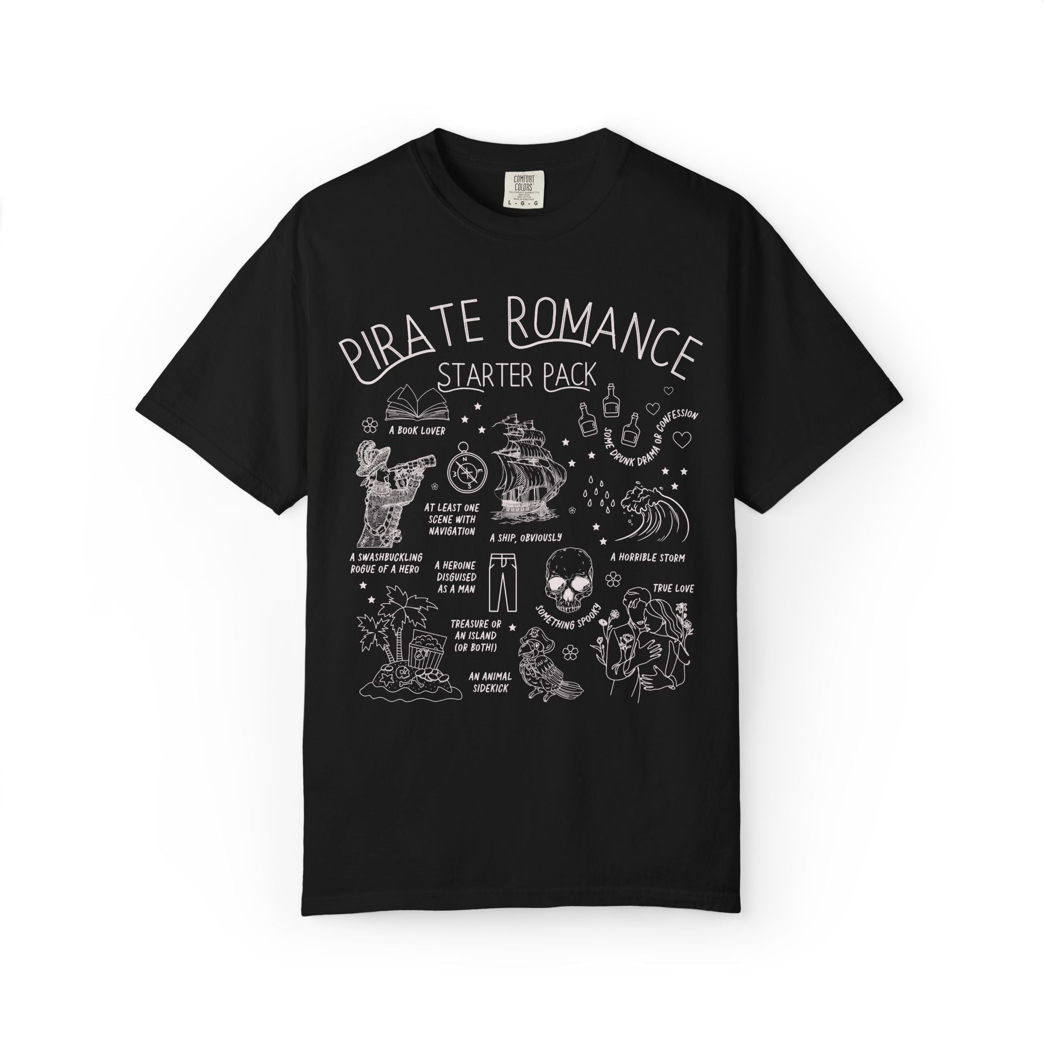 Historical Romance Reader T-Shirt for Bookworm Who Loves Pirate Romance, Funny Book Lover Gift Idea for Historical Fantasy Romance Reader - Opal and June