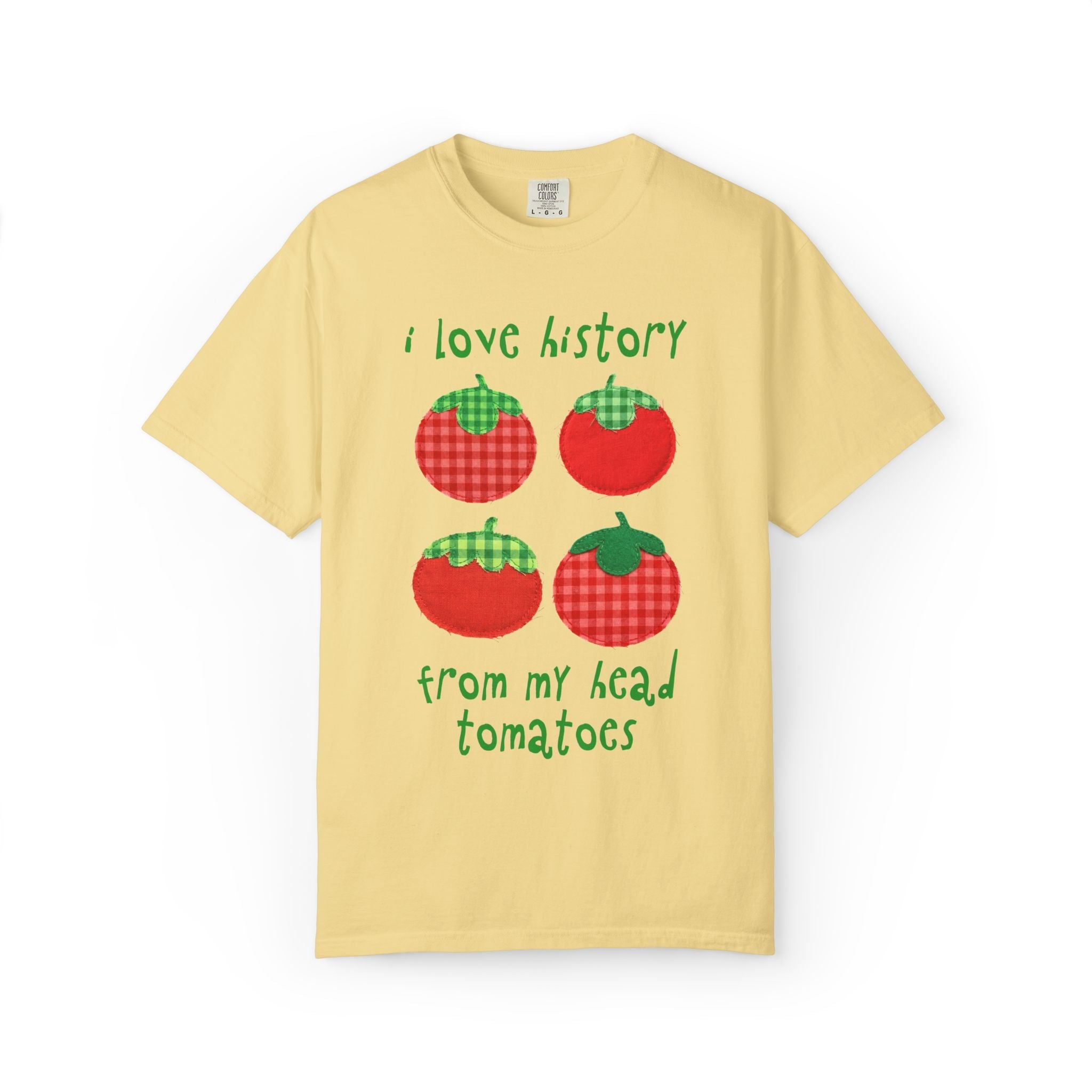 History Buff or History Teacher Tee Shirt: I Love History from My Head Tomatoes, Cute Vegetable Gardener, Tomato Lover, Back to School - Opal and June