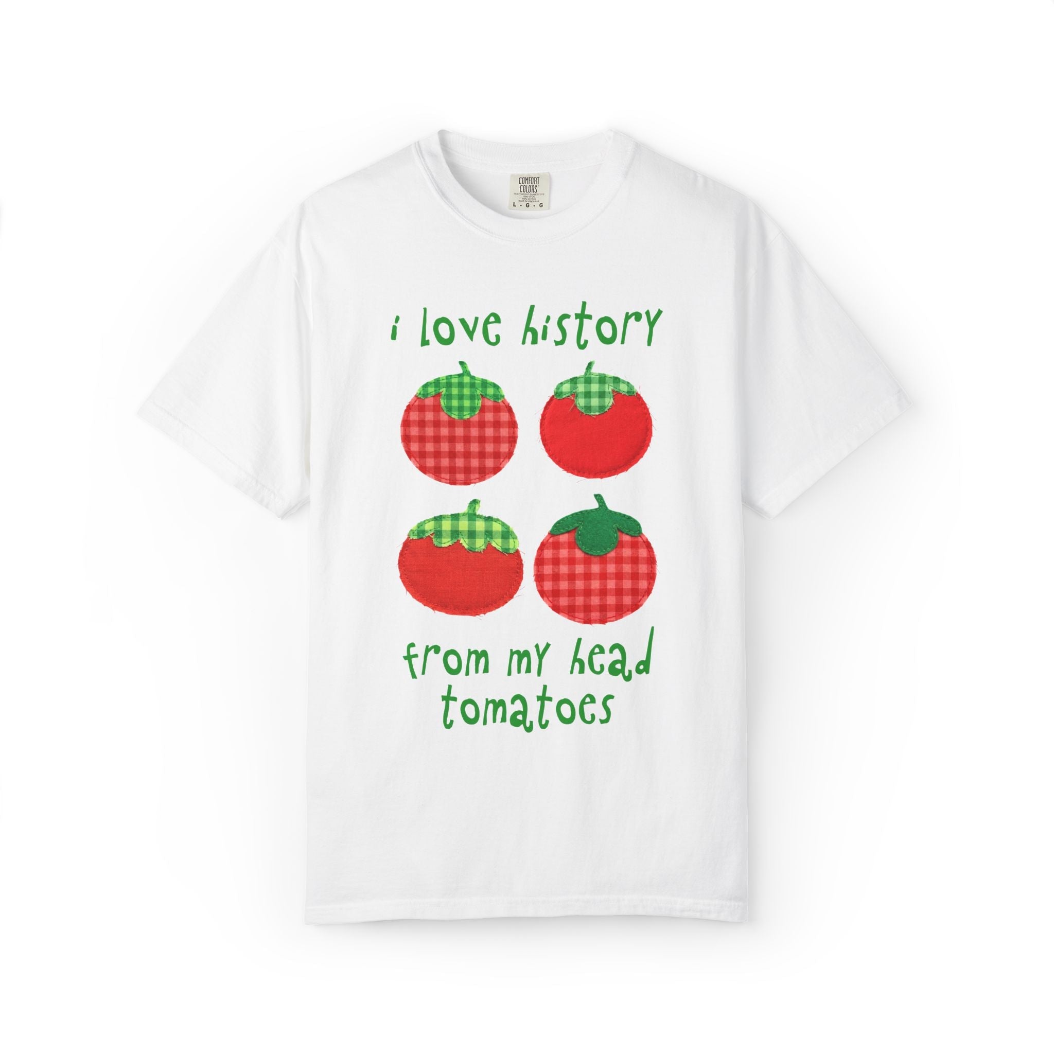 History Buff or History Teacher Tee Shirt: I Love History from My Head Tomatoes, Cute Vegetable Gardener, Tomato Lover, Back to School - Opal and June