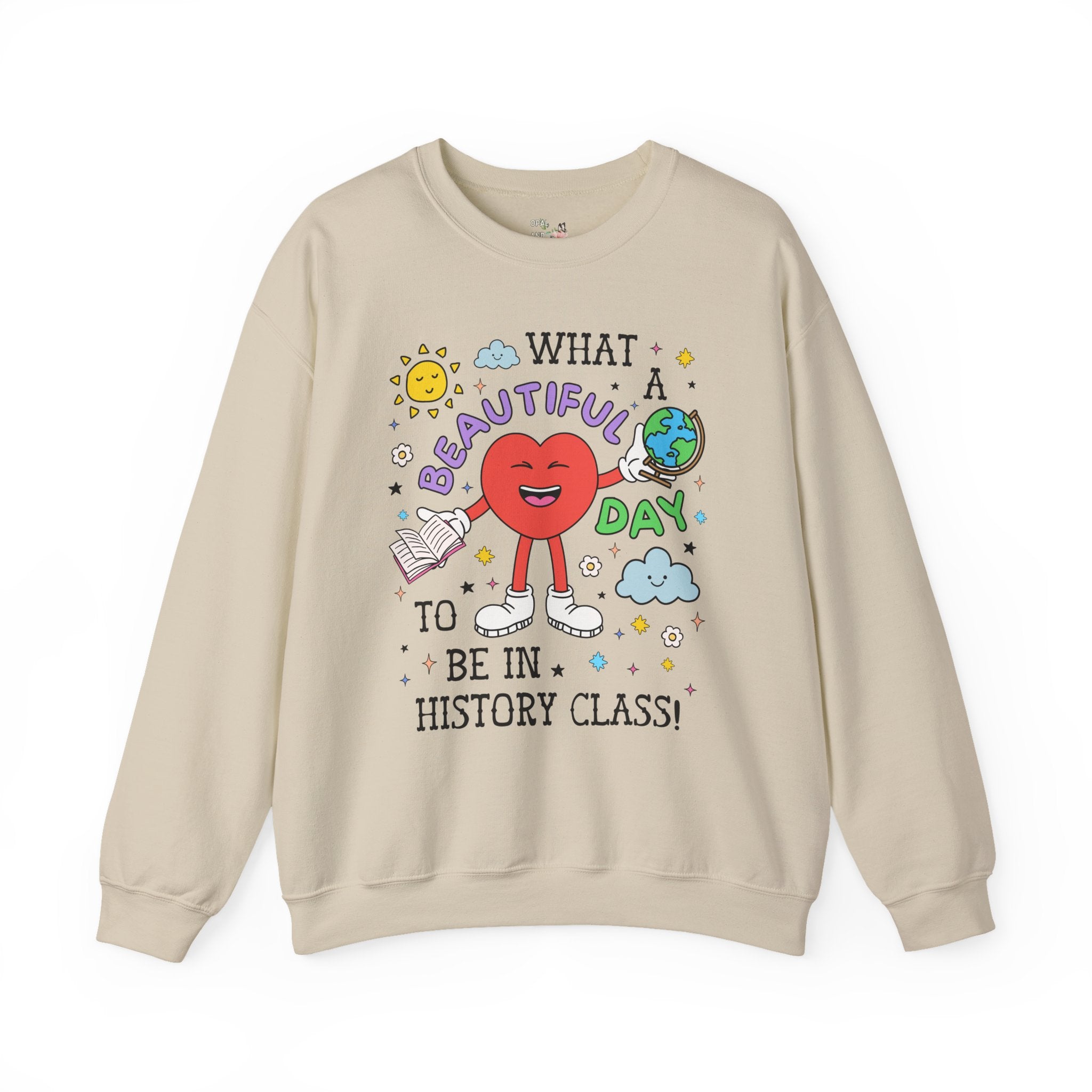 History Teacher Sweatshirt, History Professor, Adorable Retro 90s Aesthetic Crewneck with Flowers for Historian or Social Studies Teacher - Opal and June