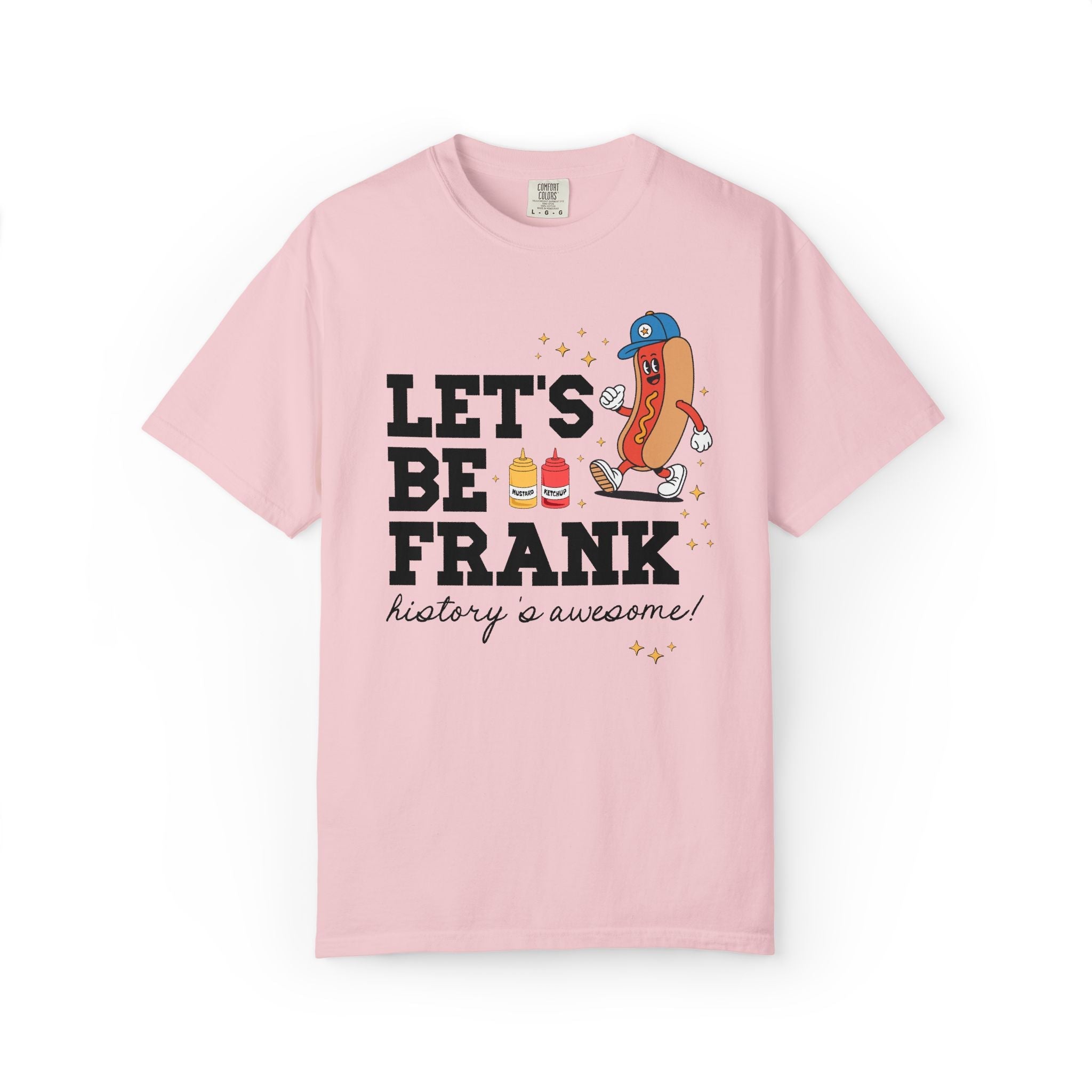 History Teacher T-Shirt with Hot Dogs: Let's Be Frank, Silly Matching Teacher Tee for Baseball Coach or Teacher Who Loves Baseball - Opal and June