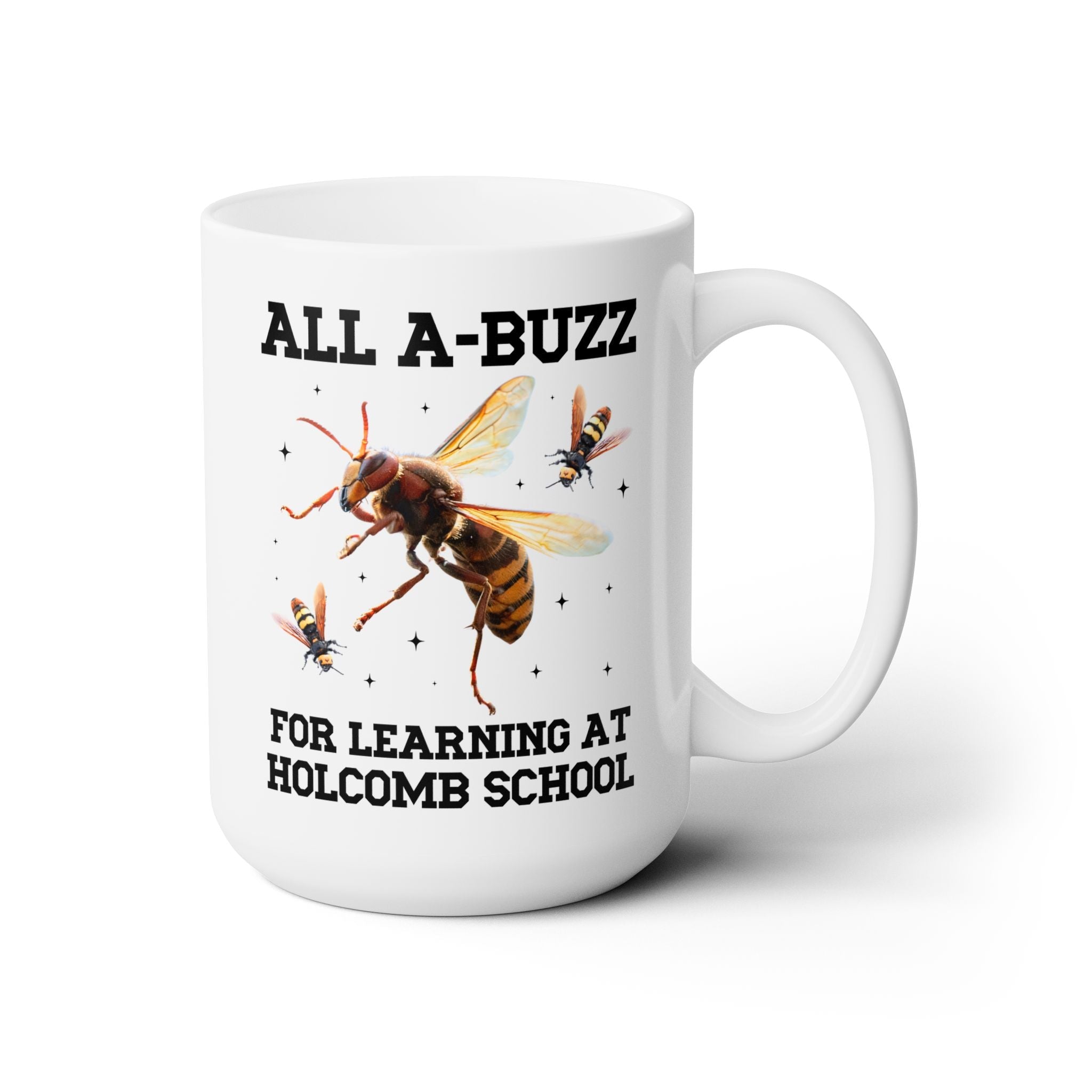 Holcomb Elementary School 15 Oz Coffee Mug: All A - Buzz For Learning - Opal and June