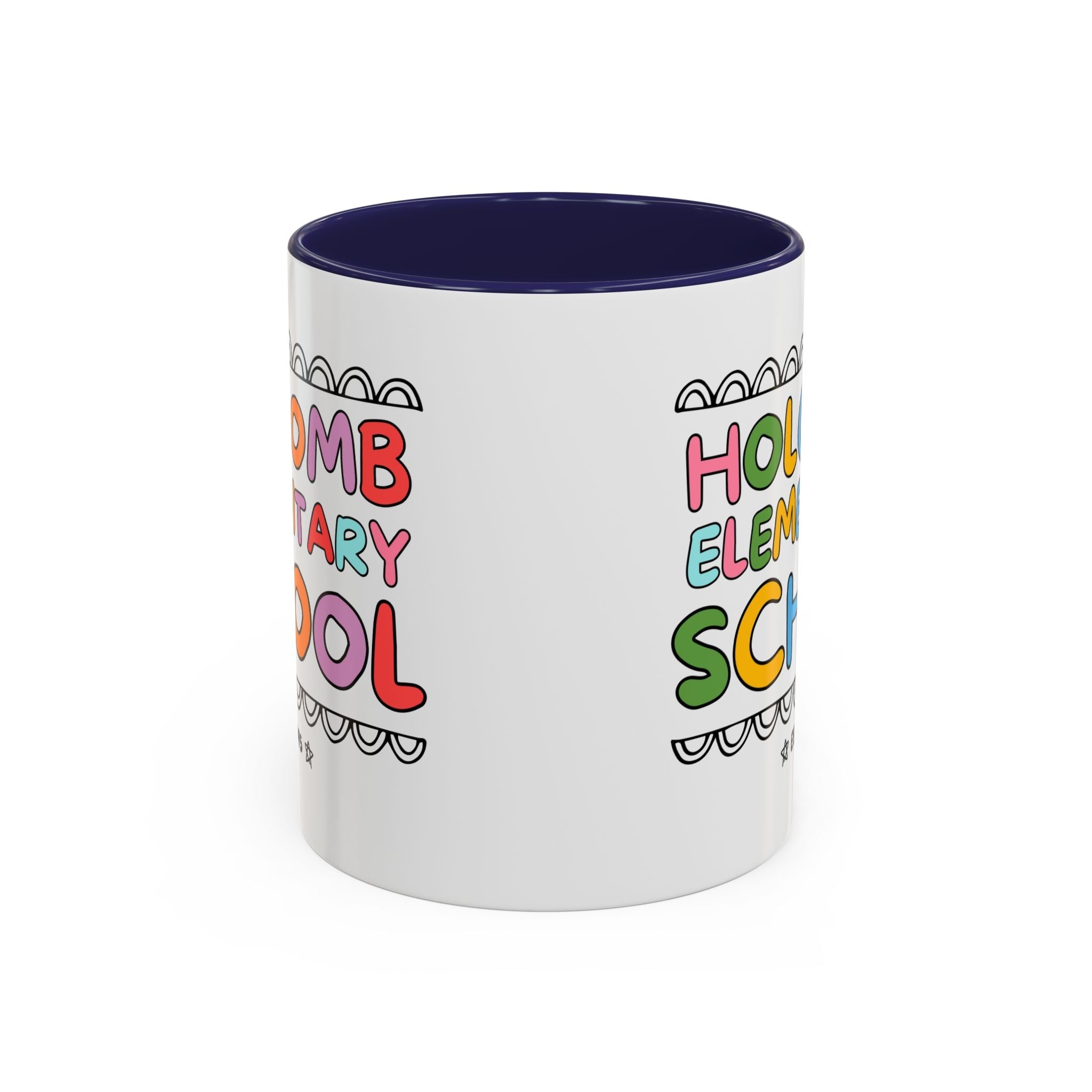 Holcomb Elementary School Coffee Mug: Rainbow Letters | FPS + Opal and June 11 Oz Coffee Mug, Fayetteville Public Schools - Opal and June