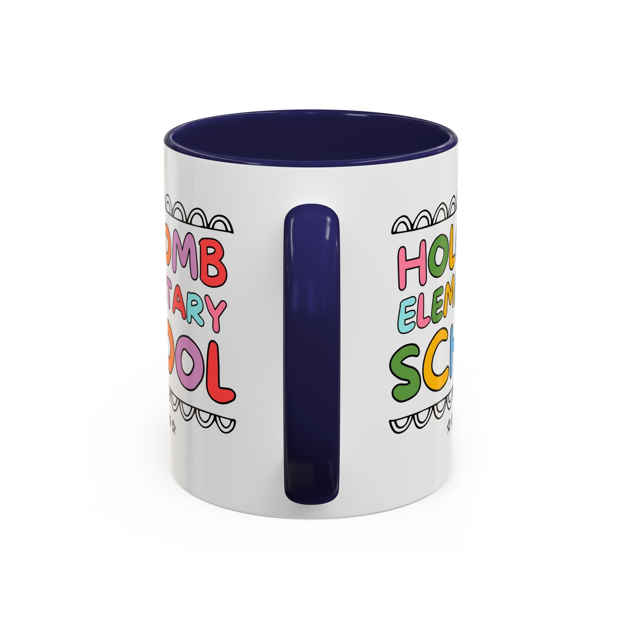 Holcomb Elementary School Coffee Mug: Rainbow Letters | FPS + Opal and June 11 Oz Coffee Mug, Fayetteville Public Schools - Opal and June