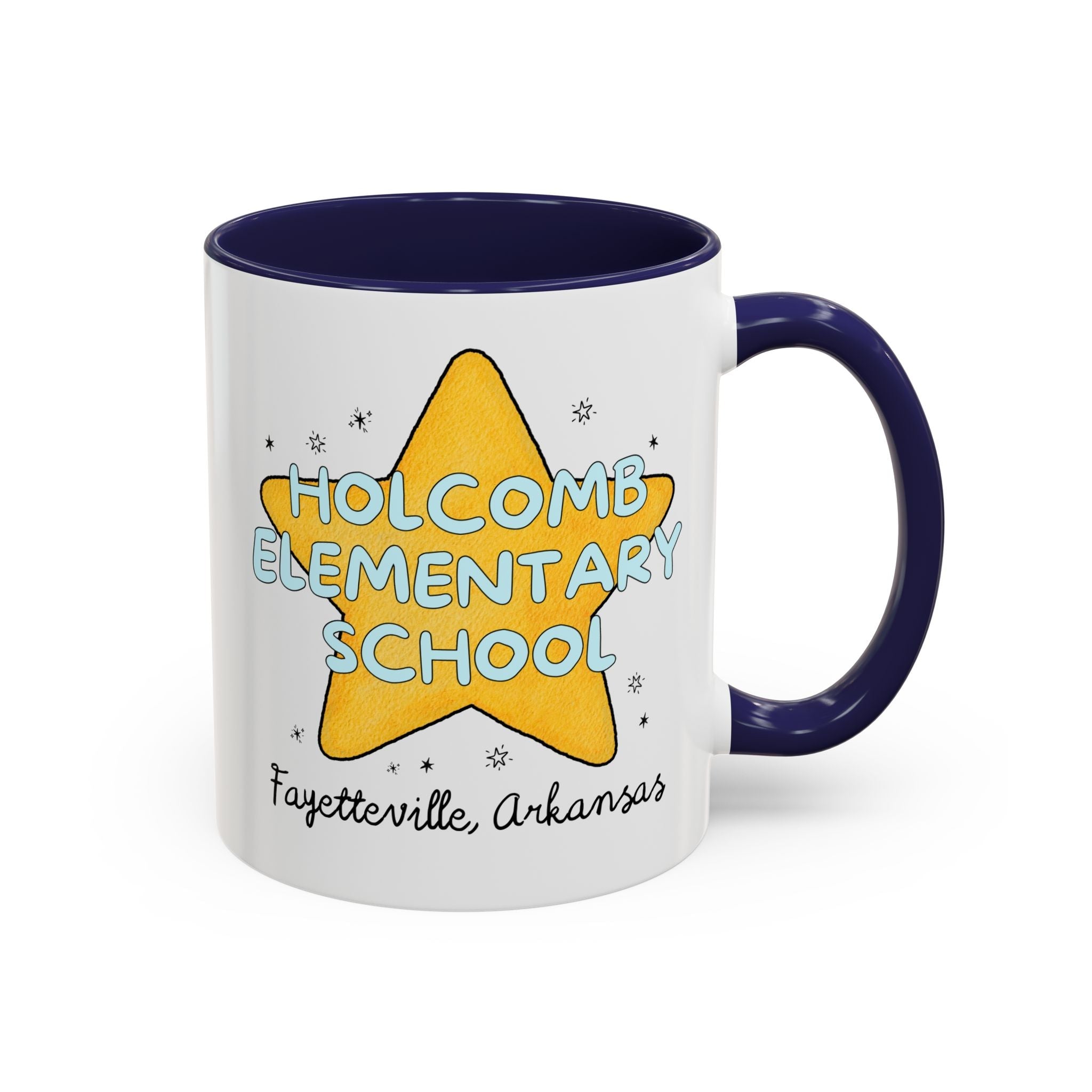 Holcomb Elementary School Coffee Mug: Star Design | FPS + Opal and June 11 Oz Coffee Mug, Fayetteville Public Schools - Opal and June