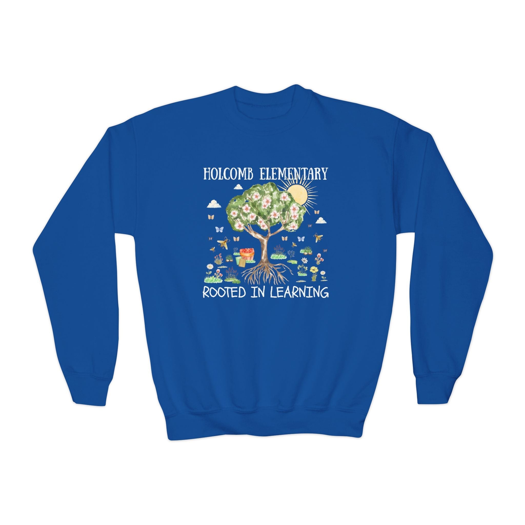 Holcomb Elementary School Kids Sweatshirt: Rooted in Learning | FPS + Opal and June Kids Sweatshirt, Fayetteville Public Schools - Opal and June