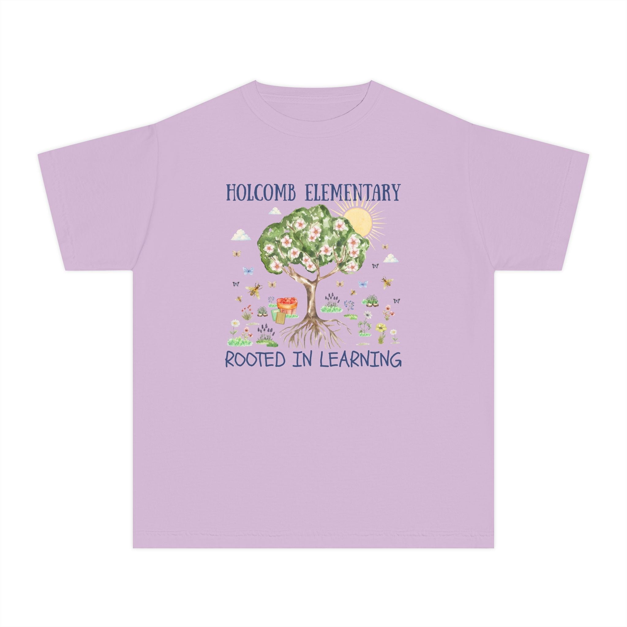 Holcomb Elementary School Kids Tee Shirt: Rooted in Learning | FPS + Opal and June Kids Tee Shirt, Fayetteville Public Schools - Opal and June