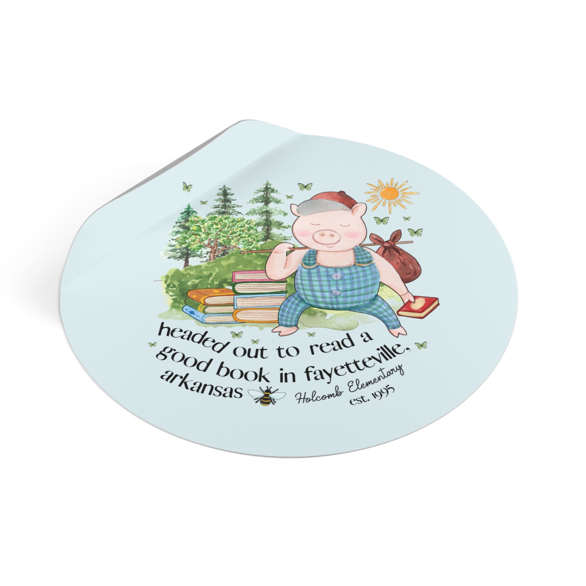 Holcomb Elementary School Sticker: Headed Out to Read a Good Book - Opal and June