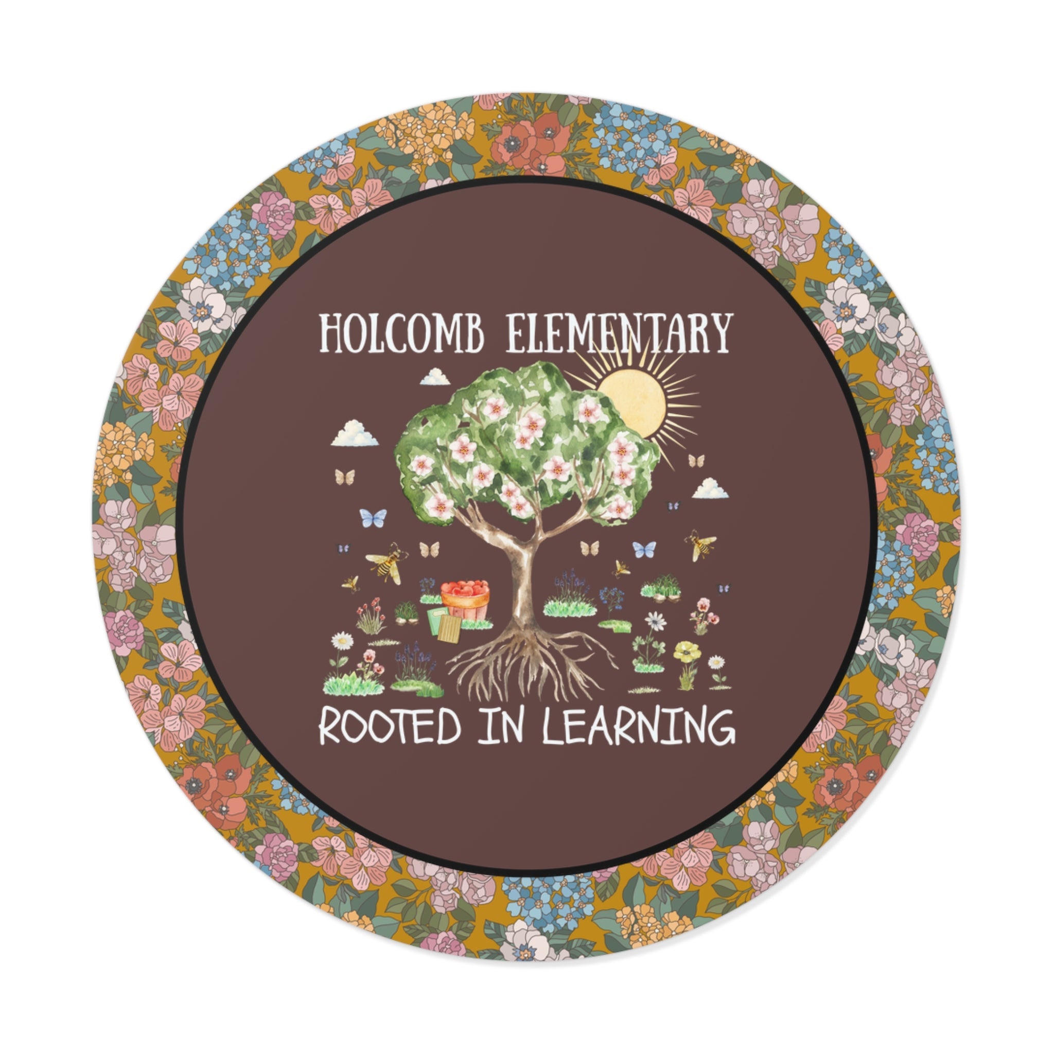 Holcomb Elementary School Sticker: Rooted in Learning | FPS + Opal and June Sticker, Fayetteville Public Schools - Opal and June
