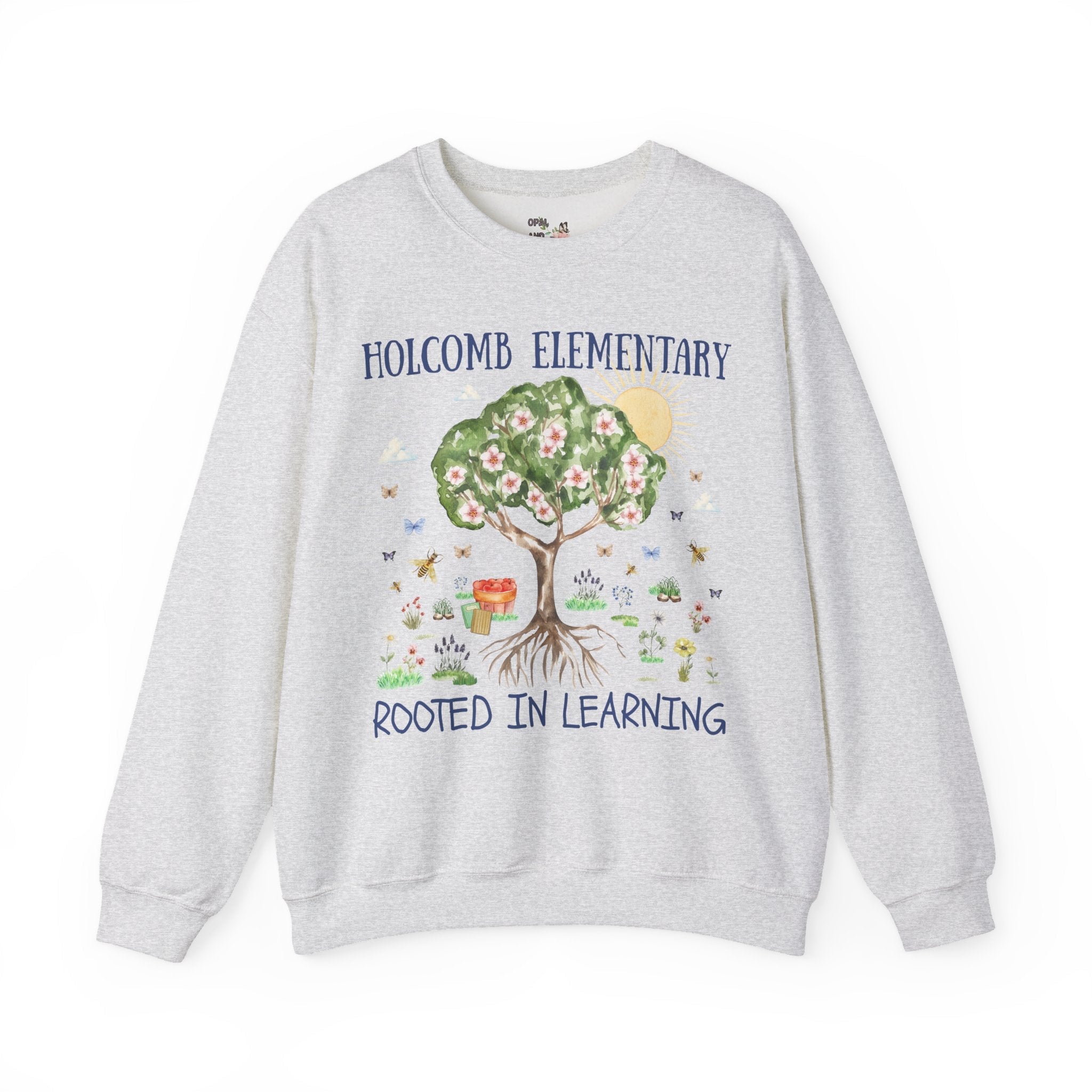 Holcomb Elementary School Sweatshirt: Rooted in Learning | FPS + Opal and June Sweatshirt, Fayetteville Public Schools - Opal and June