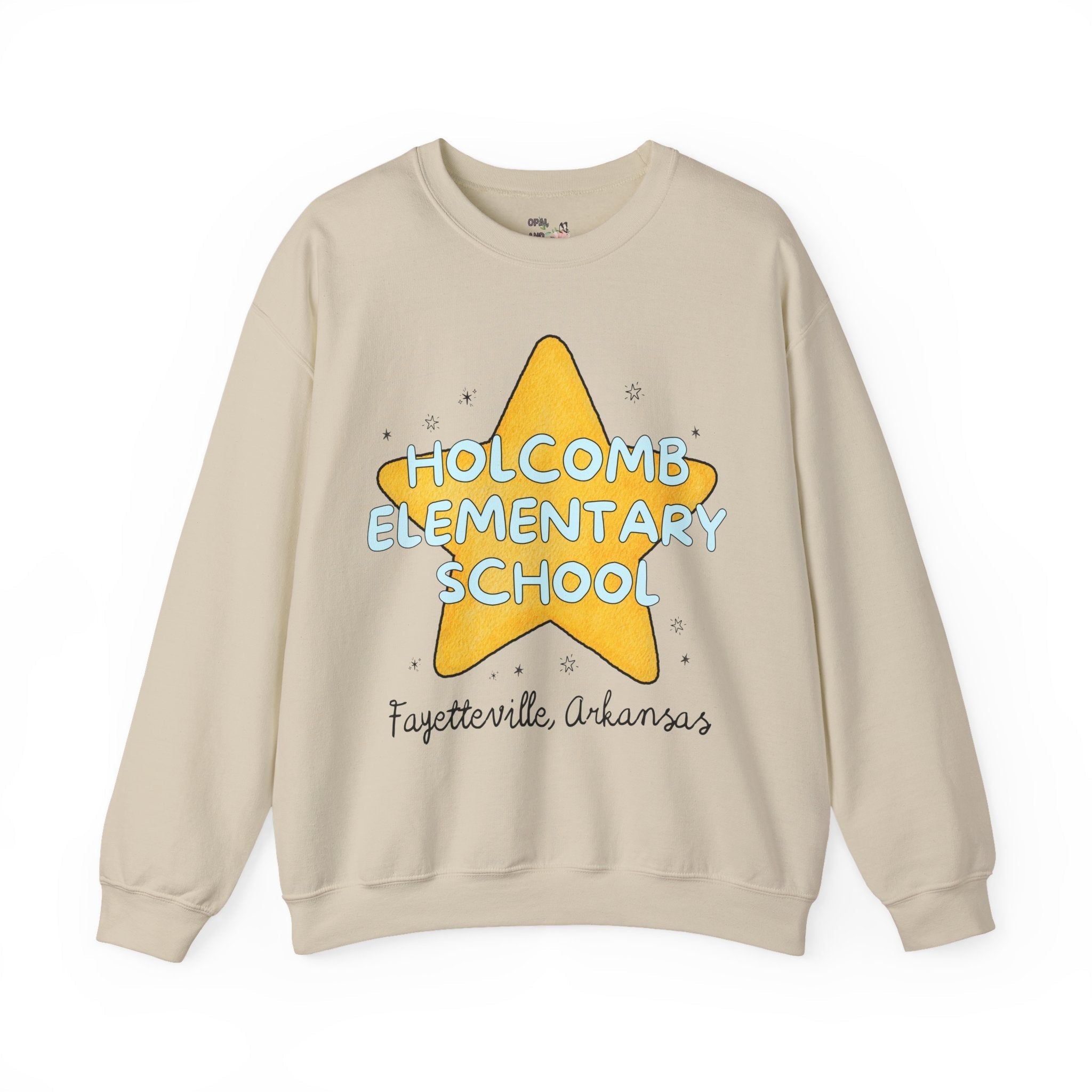Holcomb Elementary School Sweatshirt: Star Design | FPS + Opal and June Sweatshirt, Fayetteville Public Schools - Opal and June