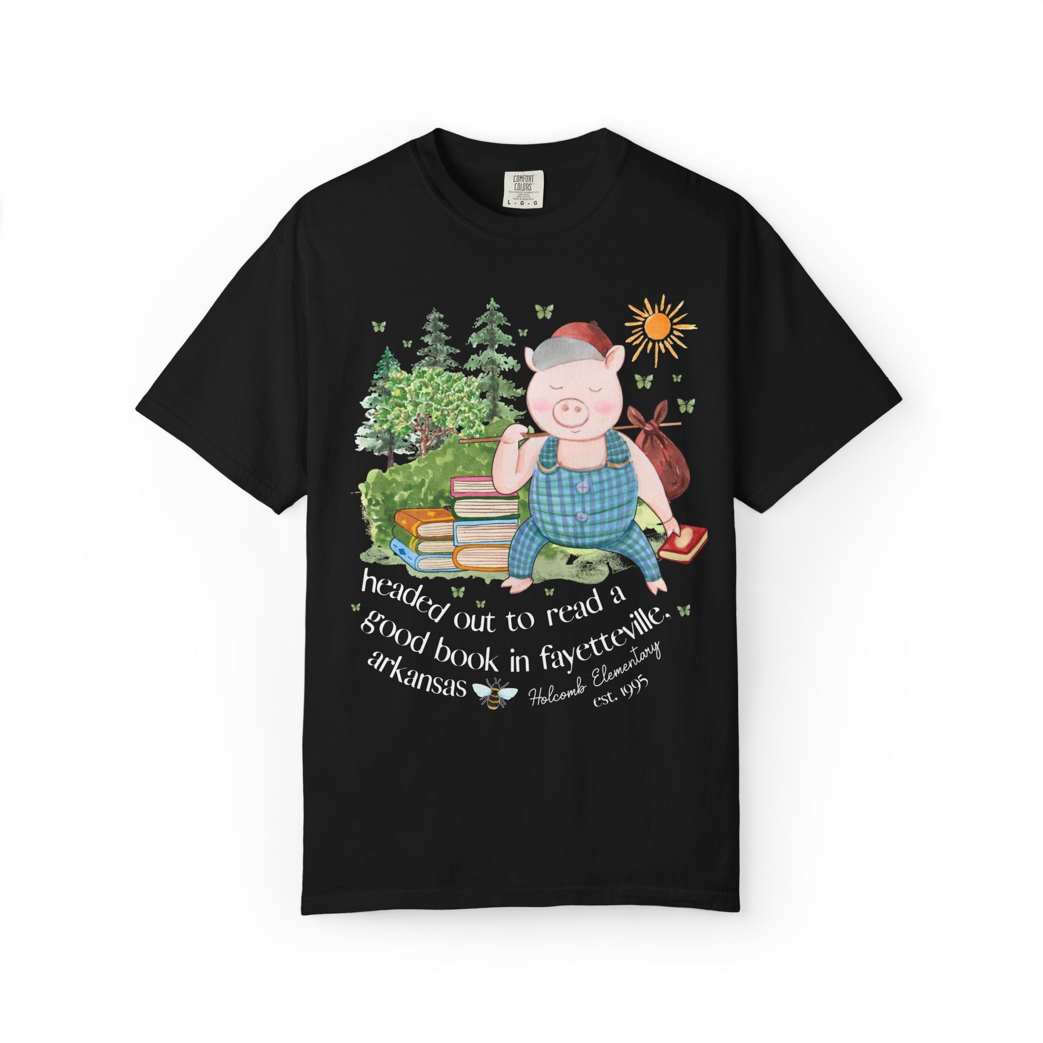Holcomb Elementary School Tee Shirt: Headed Out to Read a Good Book | FPS + Opal and June Tee Shirt, Fayetteville Public Schools - Opal and June