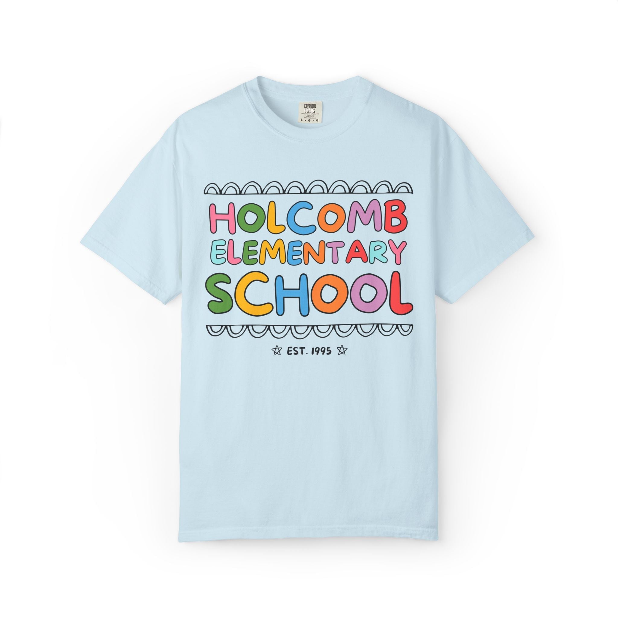 Holcomb Elementary School Tee Shirt: Rainbow Letters | FPS + Opal and June T-Shirt, Fayetteville Public Schools - Opal and June
