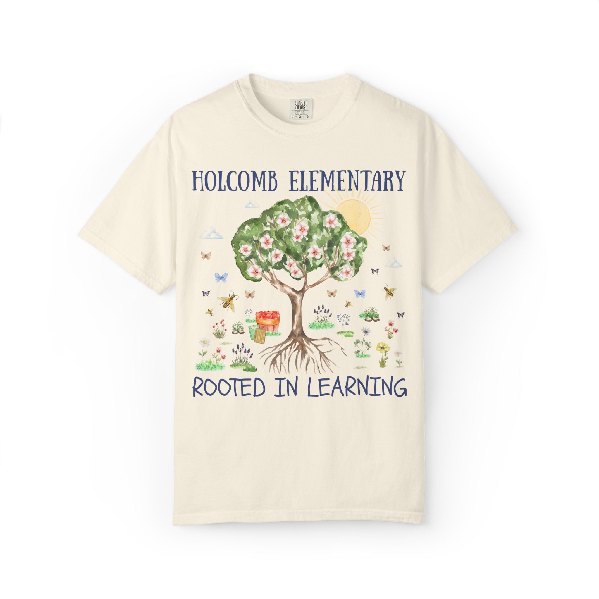 Holcomb Elementary School Tee Shirt: Rooted in Learning | FPS + Opal and June Tee Shirt, Fayetteville Public Schools - Opal and June
