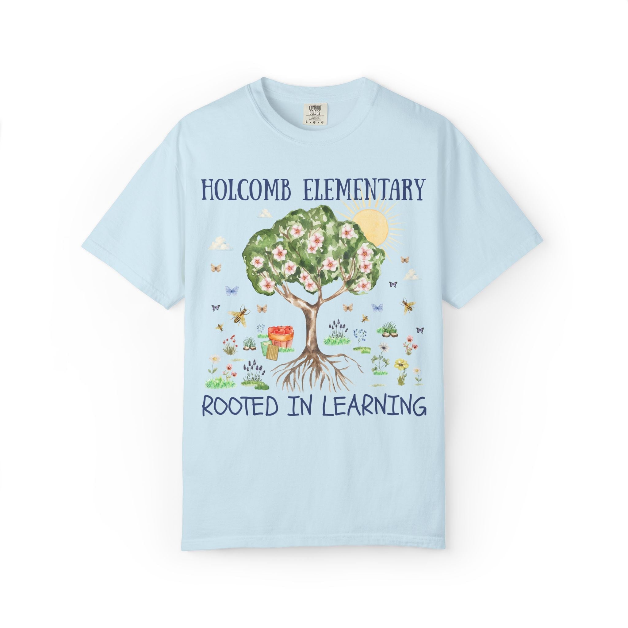 Holcomb Elementary School Tee Shirt: Rooted in Learning | FPS + Opal and June Tee Shirt, Fayetteville Public Schools - Opal and June