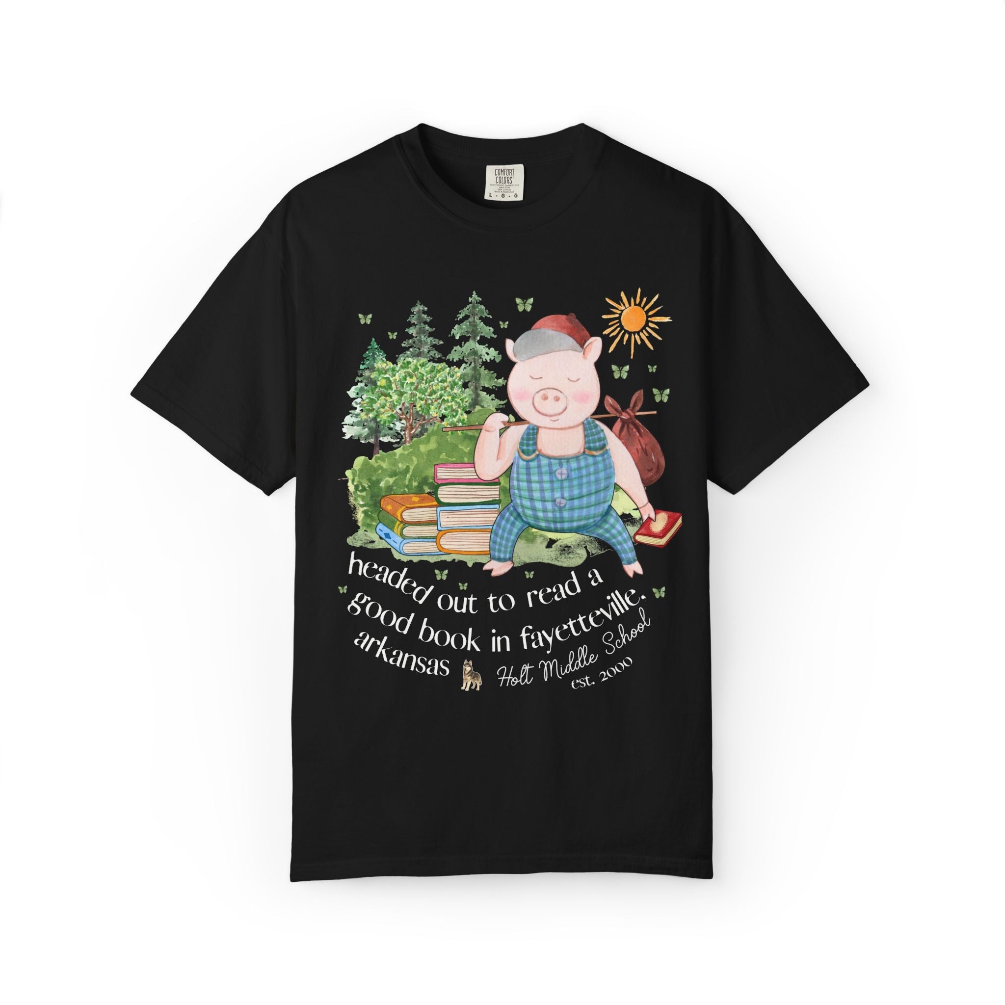 Holt Elementary School Tee Shirt: Headed Out to Read a Good Book - Opal and June