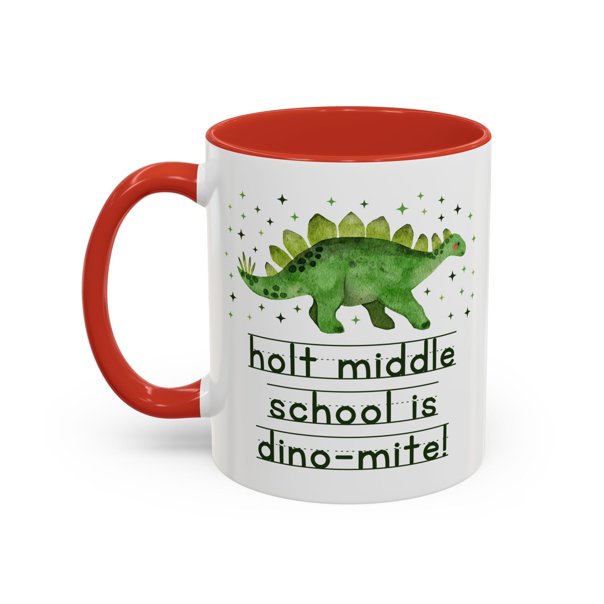 Holt Middle School is Dino - Mite 11 Oz Coffee Mug | FPS + Opal and June Coffee Mug, Fayetteville Public Schools - Opal and June