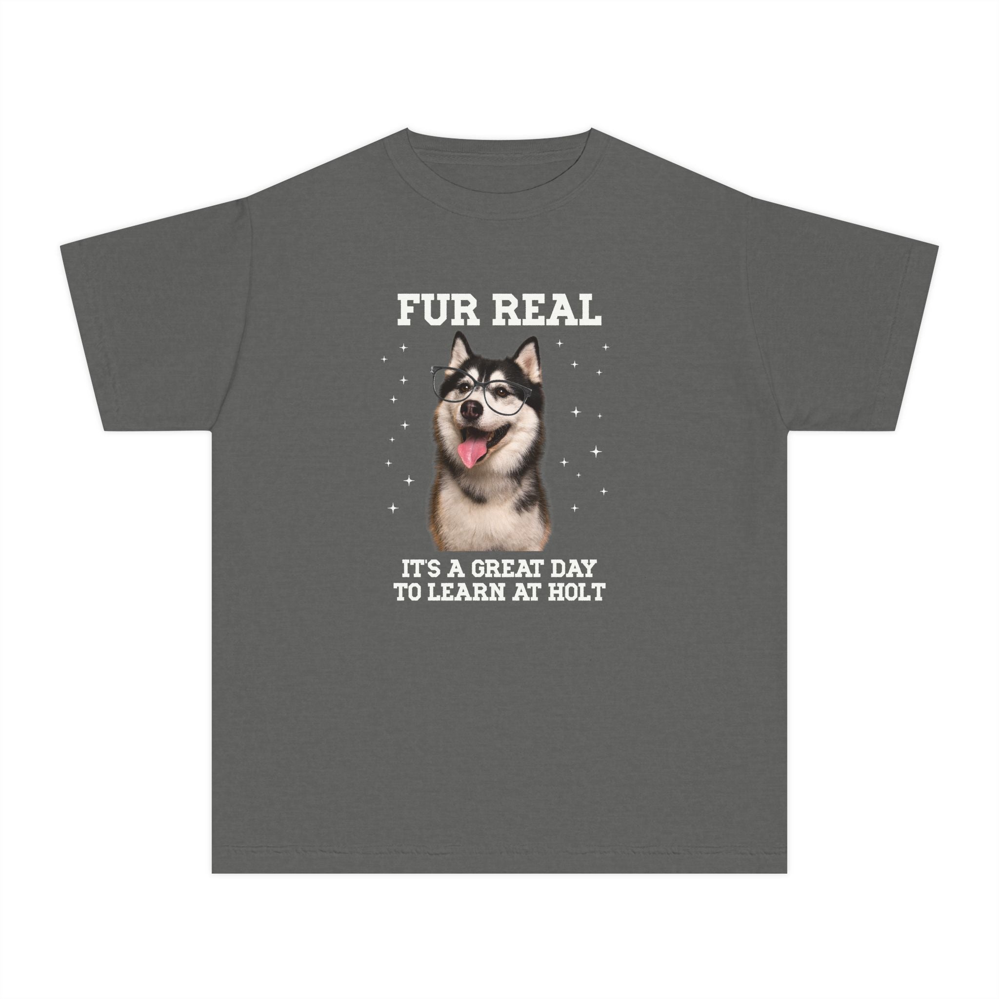 Holt Middle School Kids Tee Shirt: Fur Real, It's a Great Day to Learn at Holt | FPS + Opal and June Kids Tee Shirt, Fayetteville Public Schools - Opal and June