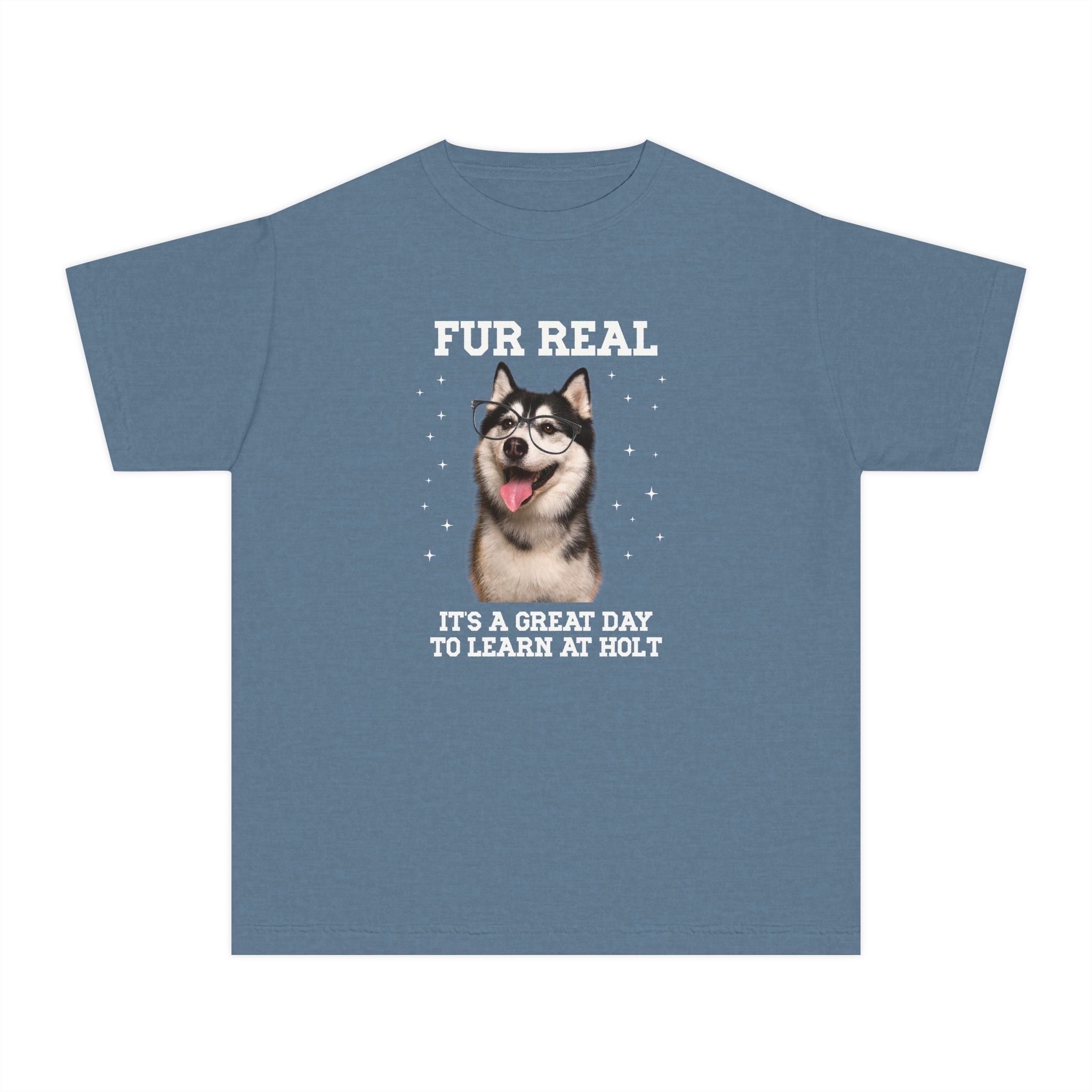 Holt Middle School Kids Tee Shirt: Fur Real, It's a Great Day to Learn at Holt | FPS + Opal and June Kids Tee Shirt, Fayetteville Public Schools - Opal and June