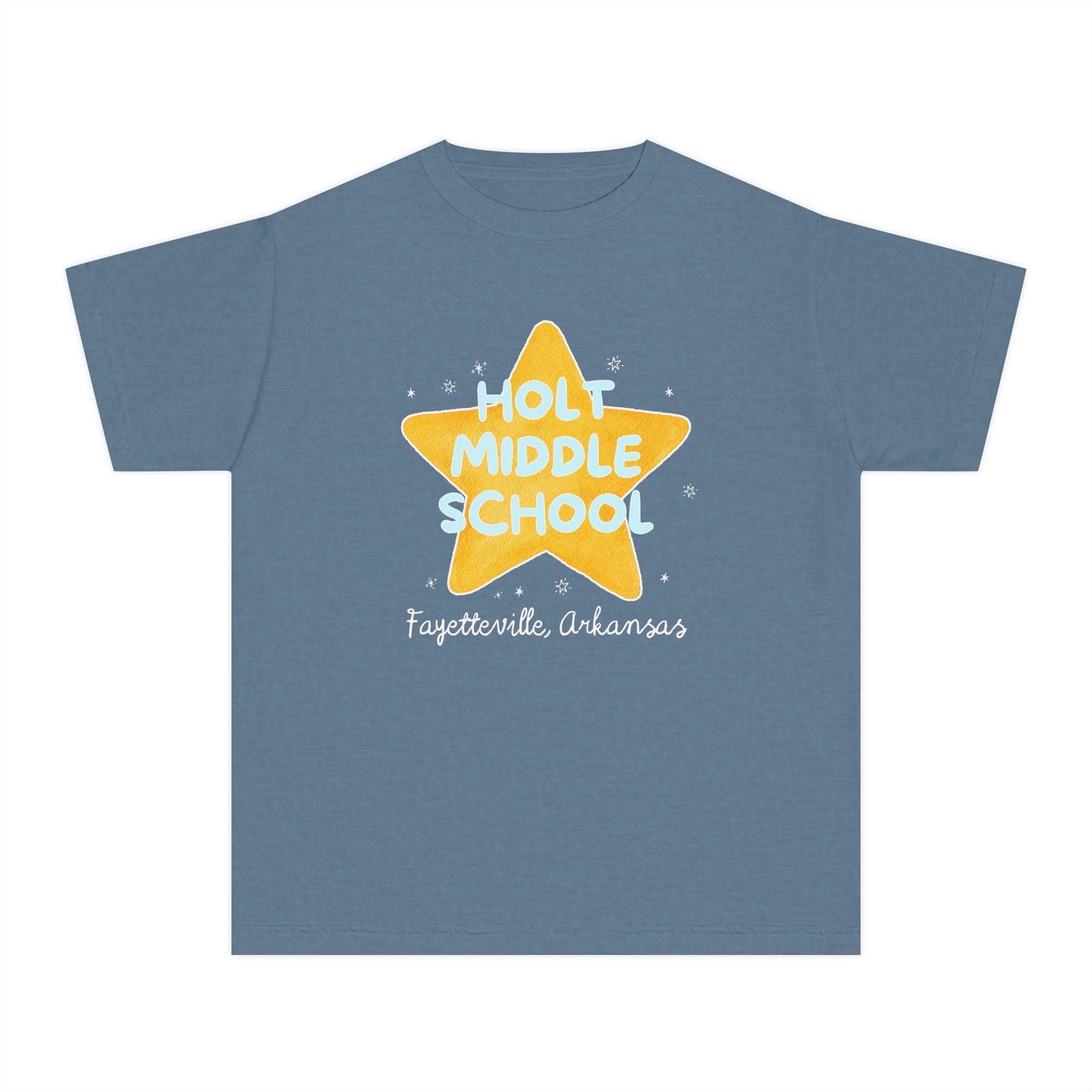 Holt Middle School Kids Tee Shirt: Retro Star with Blue Text - Opal and June