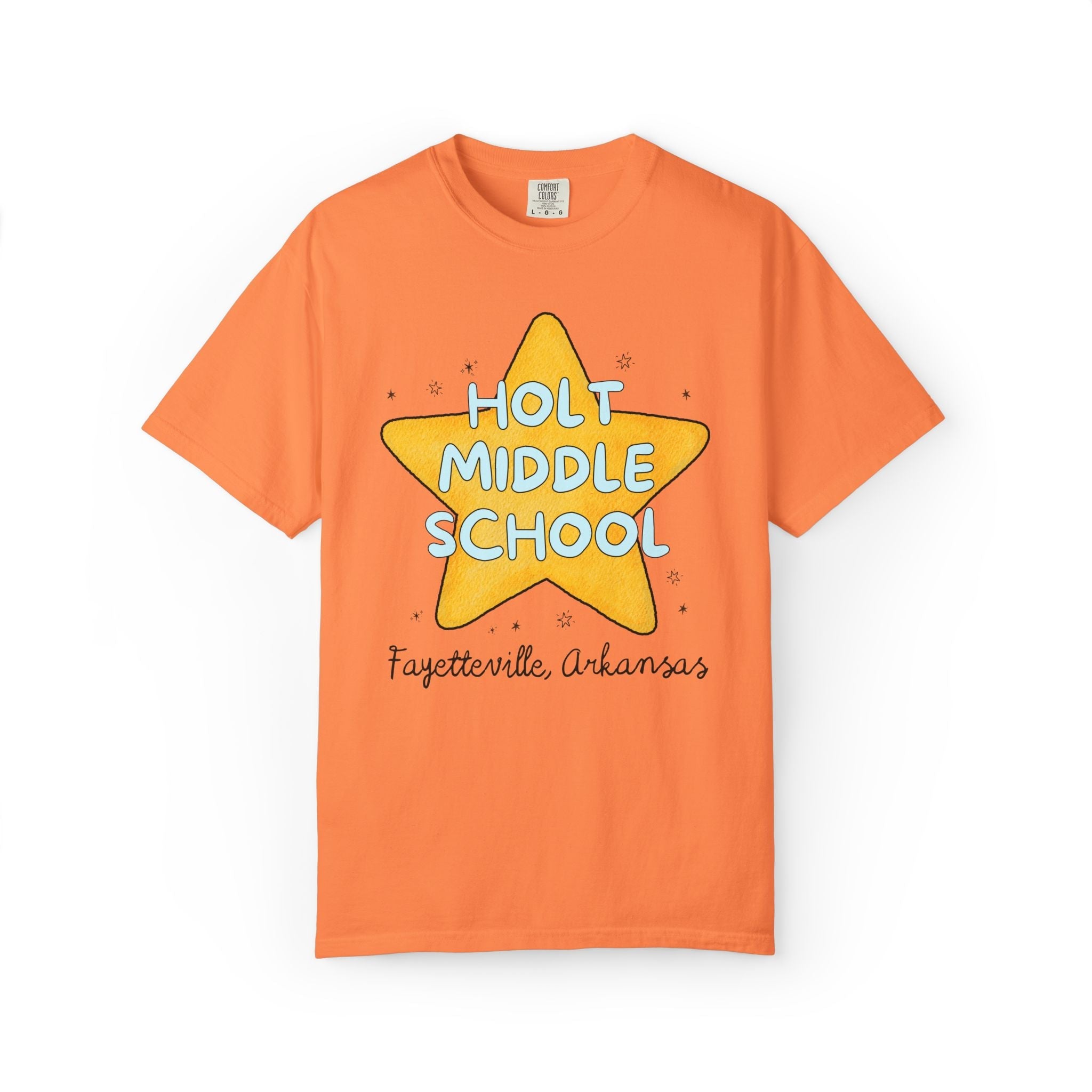 Holt Middle School Tee Shirt: Retro Star with Blue Text - Opal and June