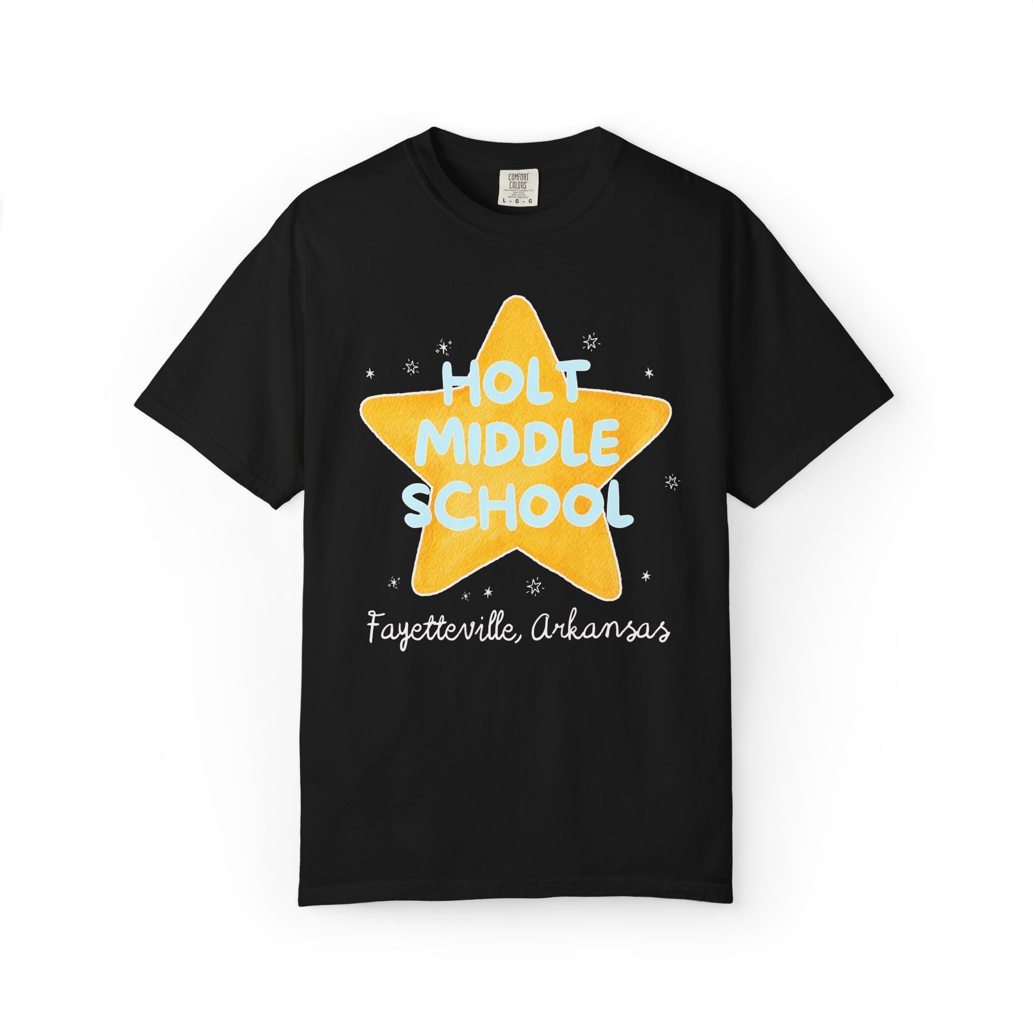 Holt Middle School Tee Shirt: Retro Star with Blue Text - Opal and June
