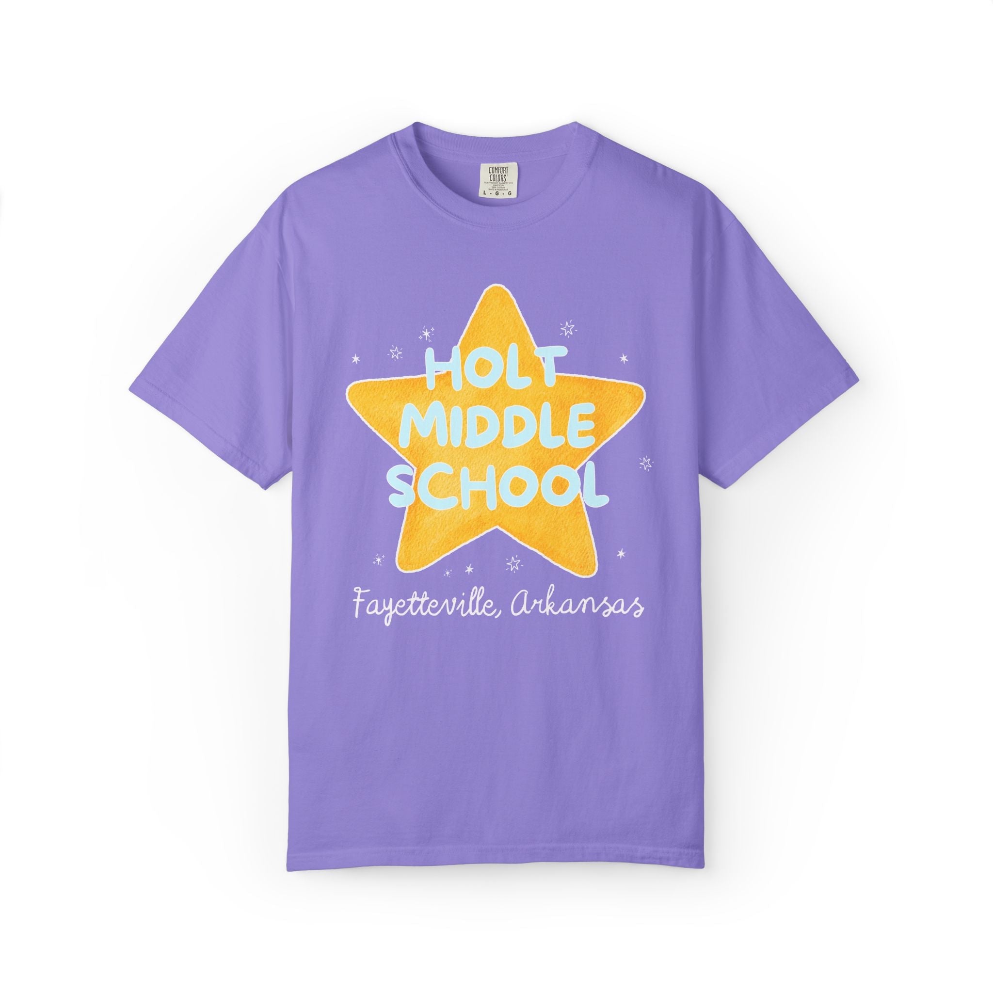 Holt Middle School Tee Shirt: Retro Star with Blue Text - Opal and June
