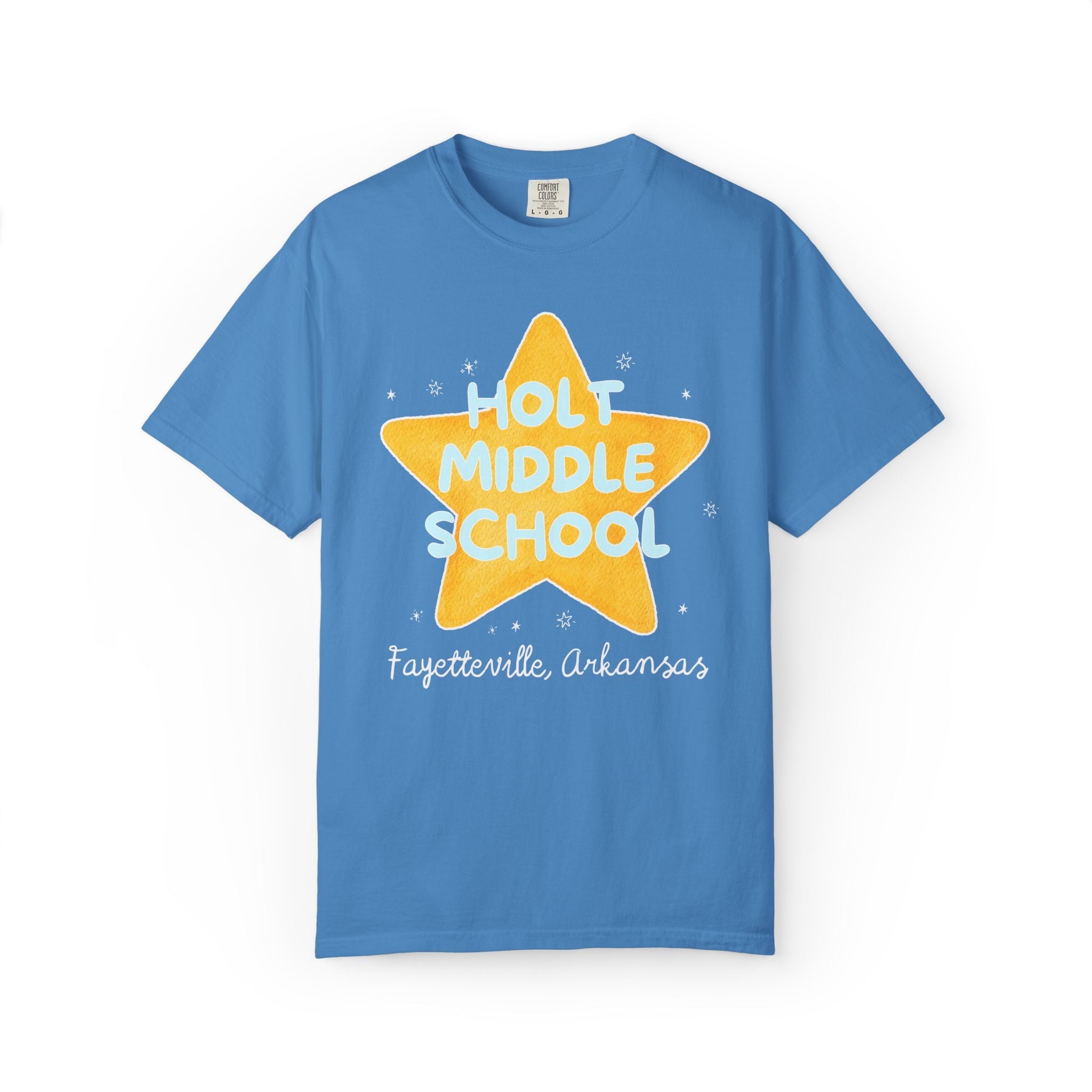 Holt Middle School Tee Shirt: Retro Star with Blue Text - Opal and June