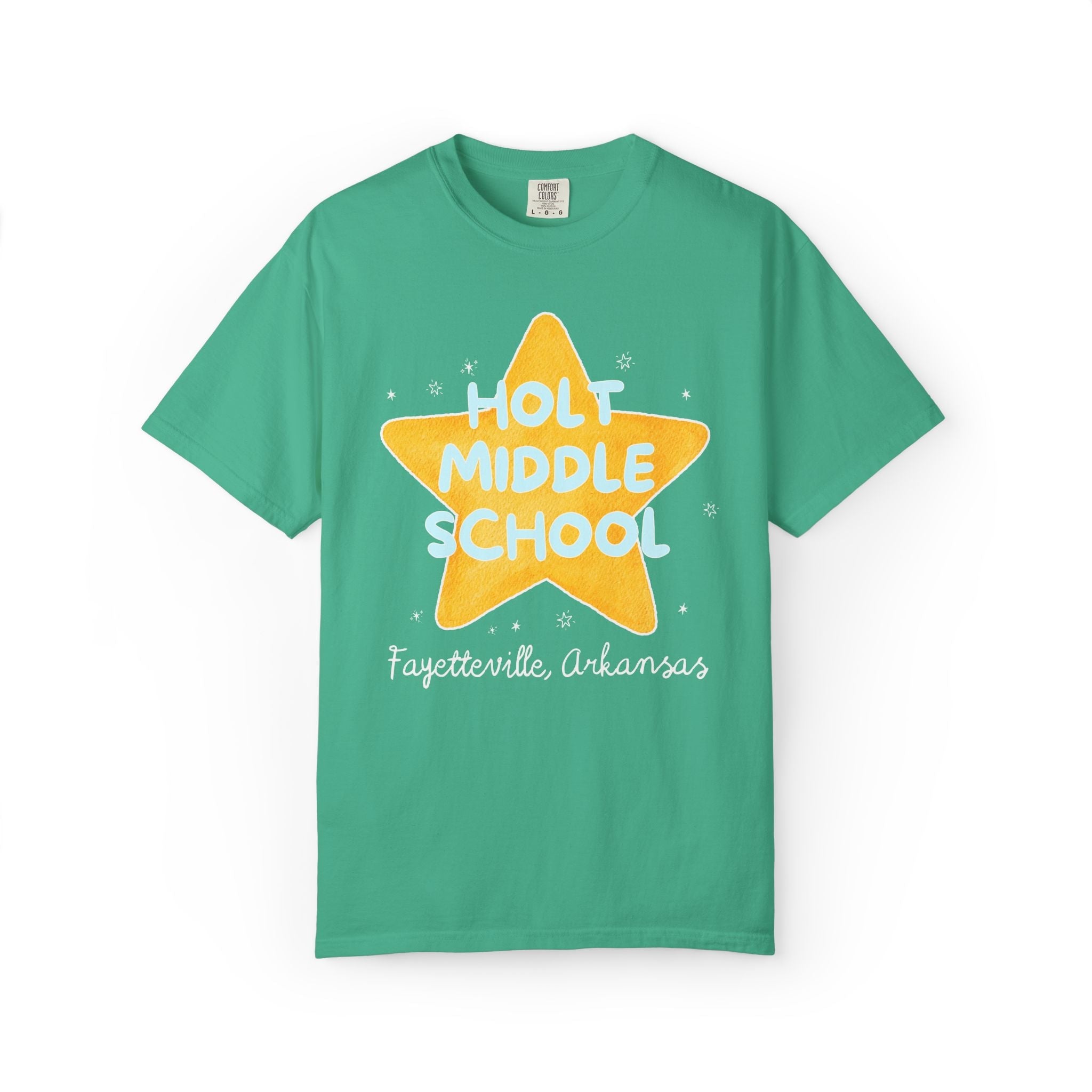 Holt Middle School Tee Shirt: Retro Star with Blue Text - Opal and June