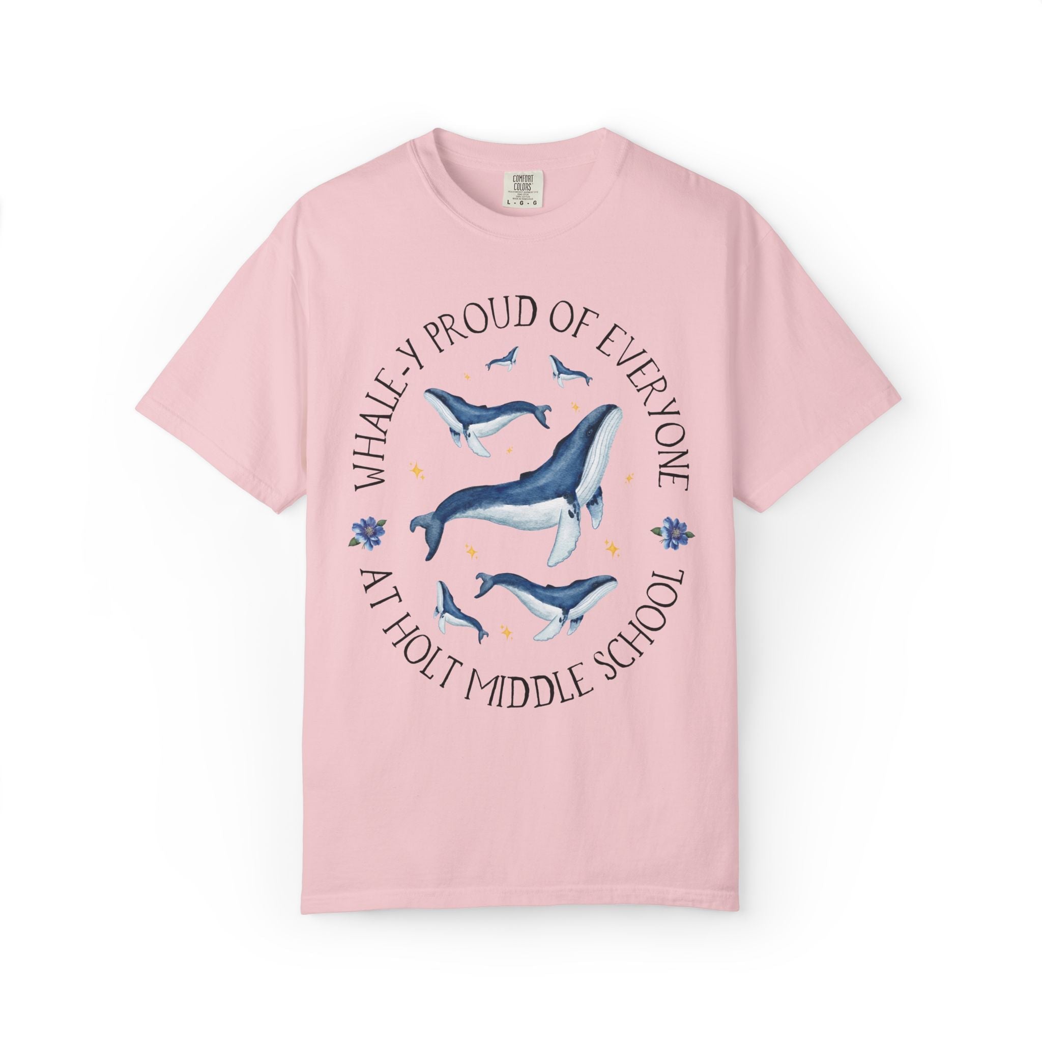 Holt Middle School Tee Shirt: Whale - y Proud | FPS + Opal and June Tee Shirt, Fayetteville Public Schools - Opal and June