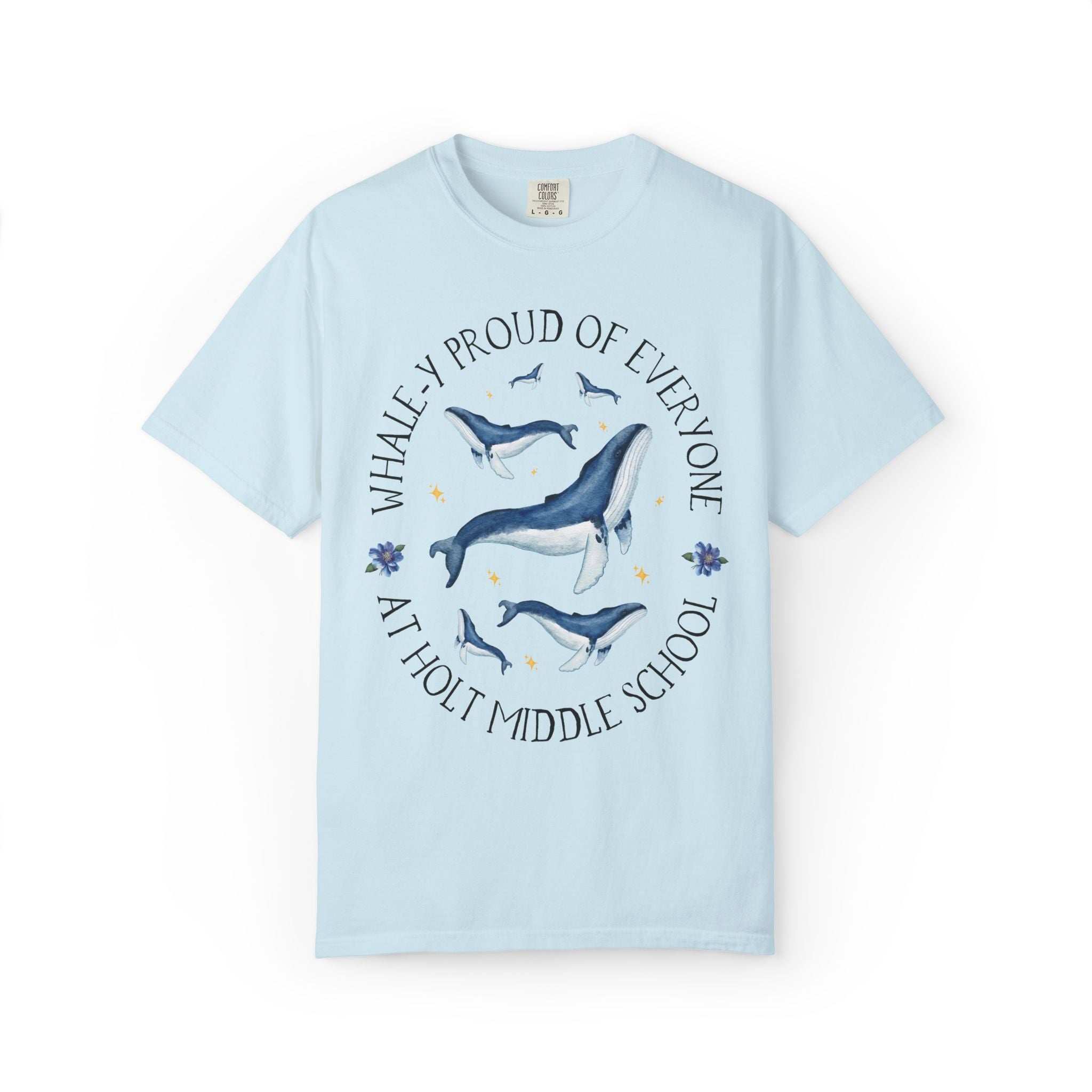 Holt Middle School Tee Shirt: Whale - y Proud | FPS + Opal and June Tee Shirt, Fayetteville Public Schools - Opal and June