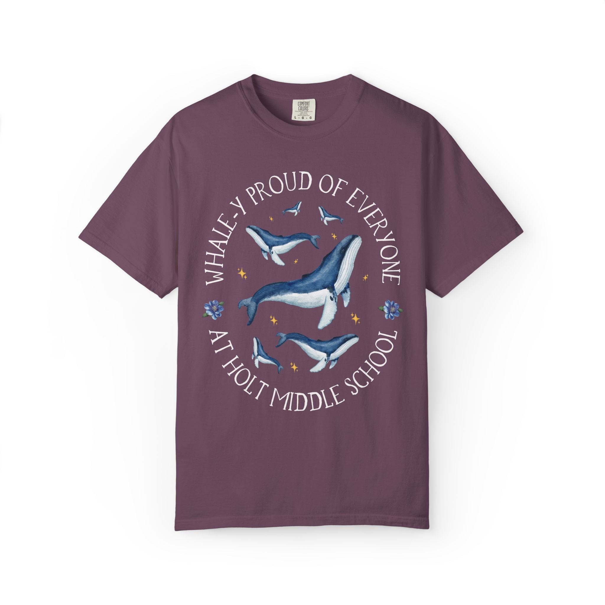 Holt Middle School Tee Shirt: Whale - y Proud | FPS + Opal and June Tee Shirt, Fayetteville Public Schools - Opal and June