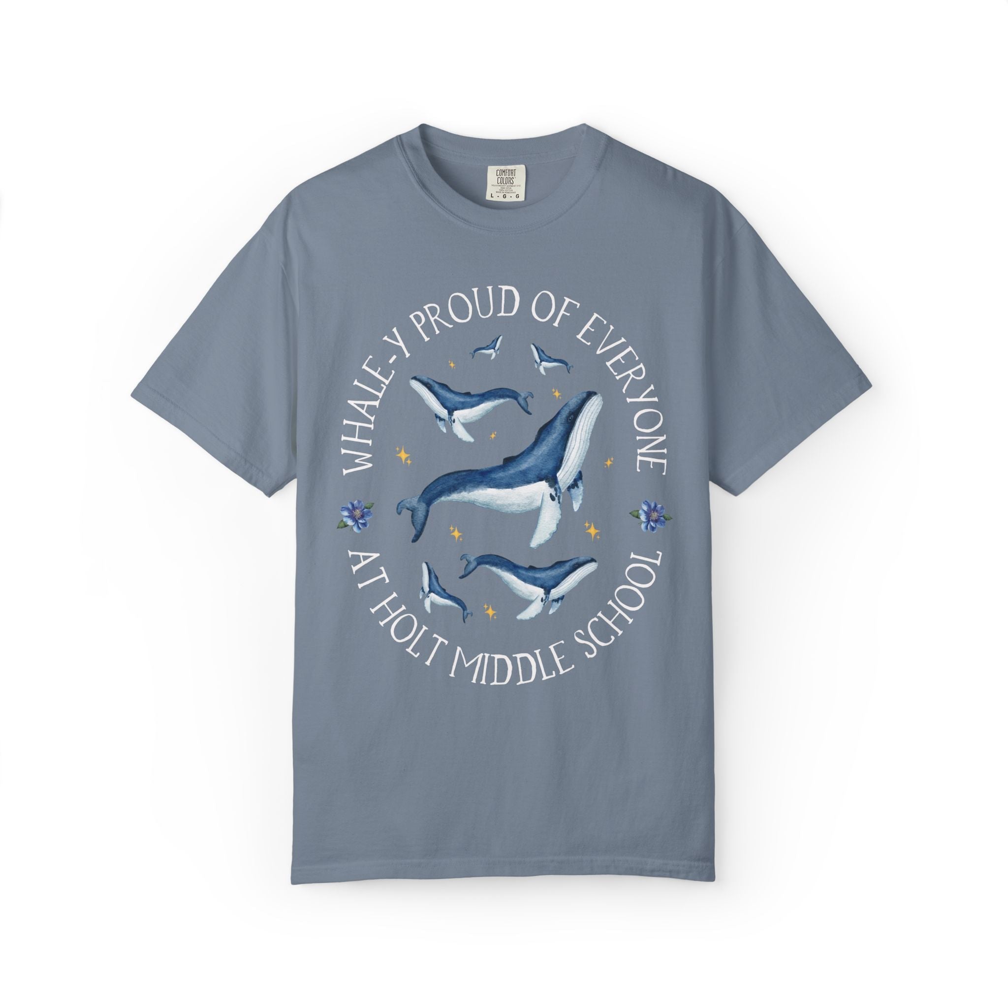 Holt Middle School Tee Shirt: Whale - y Proud | FPS + Opal and June Tee Shirt, Fayetteville Public Schools - Opal and June