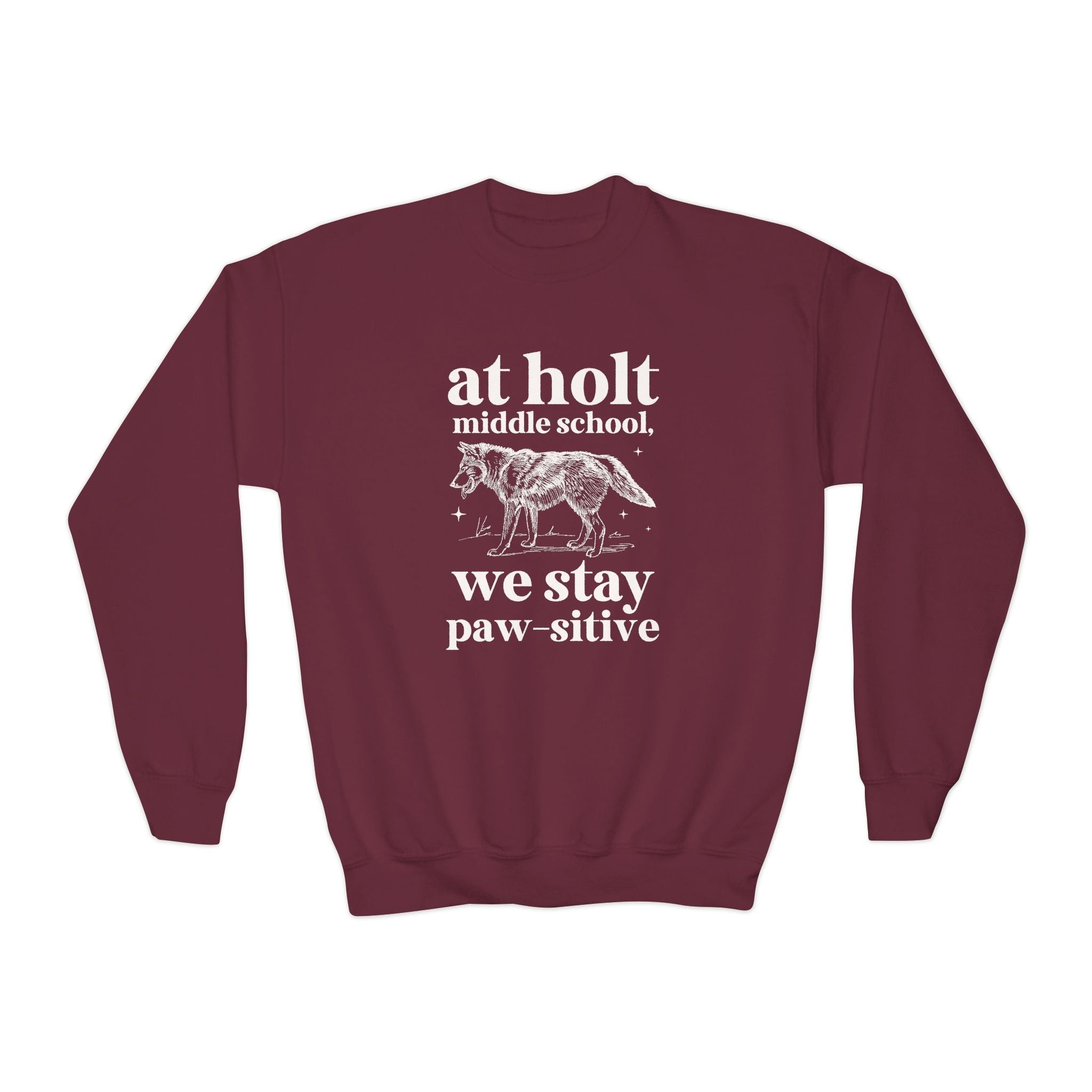 Holt Middle School: We Stay Paw - sitive | FPS + Opal and June Kids Sweatshirt, Fayetteville Public Schools - Opal and June