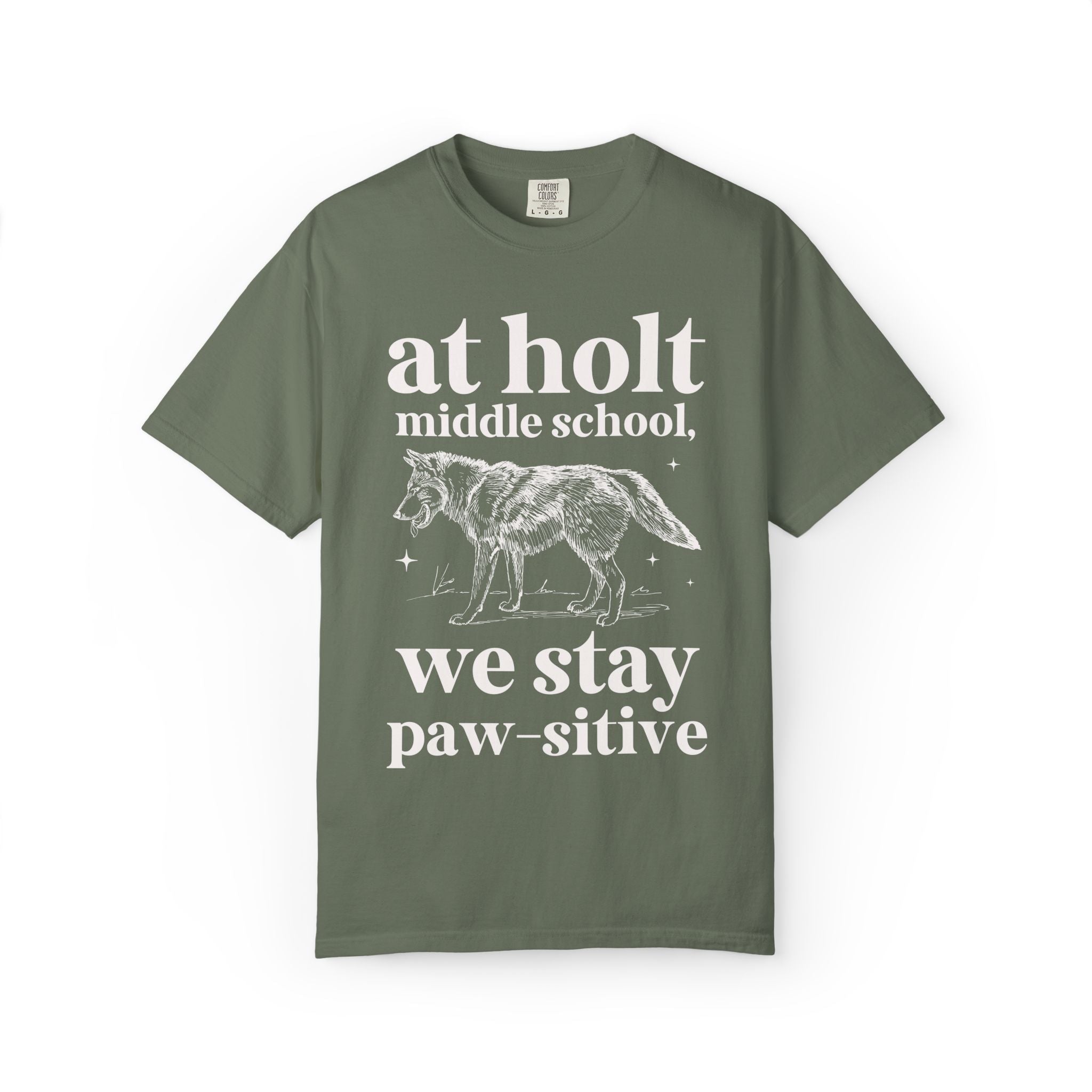 Holt Middle School: We Stay Paw - sitive | FPS + Opal and June Tee Shirt, Fayetteville Public Schools - Opal and June