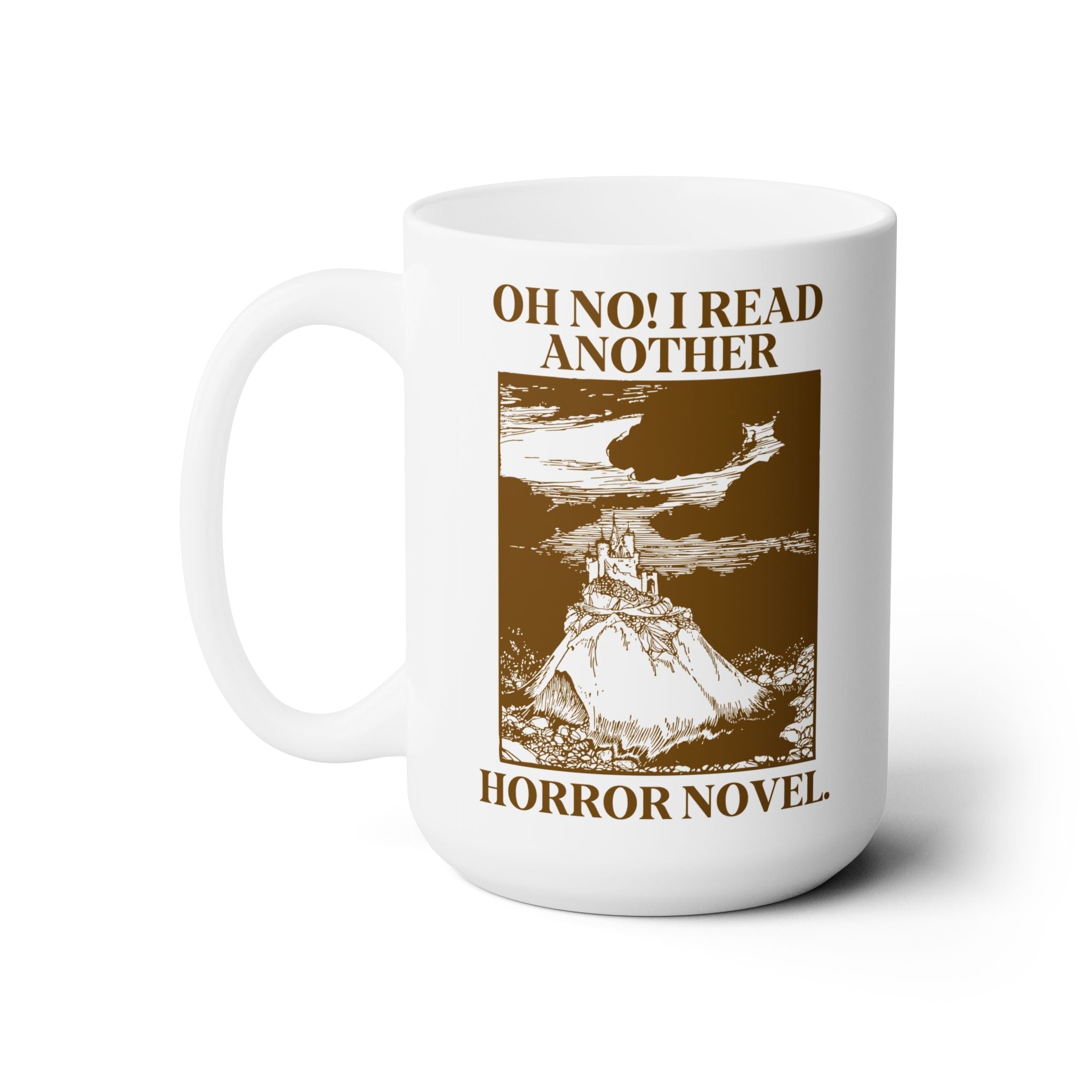 Horror Reader 15 Oz Coffee Mug for Bookworm or Librarian Who Loves Horror Novels or Scary Stories, Spooky Season Bookish Mug for Book Lover - Opal and June